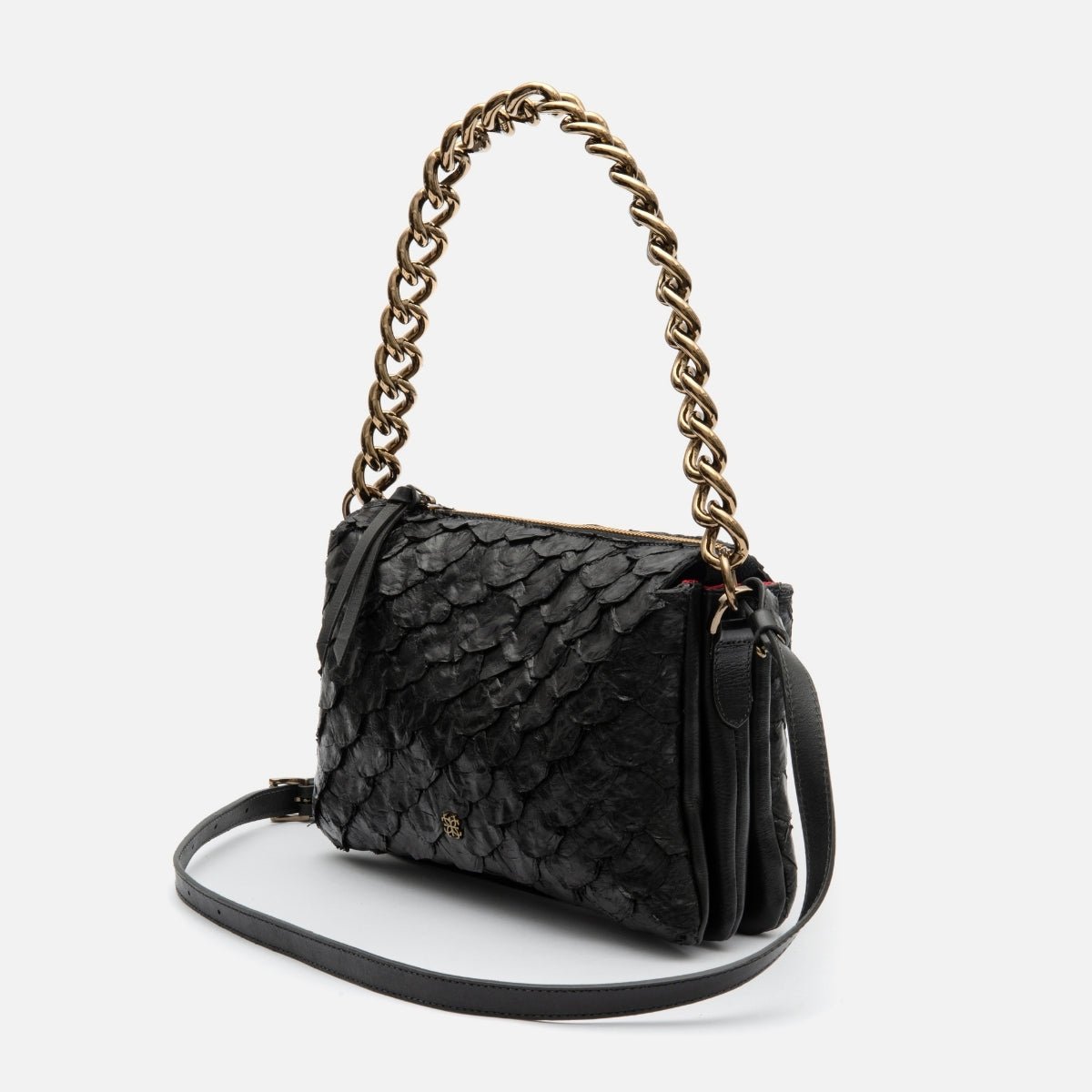Bolsa Giulia em Couro Pirarucu Preto - Balaia