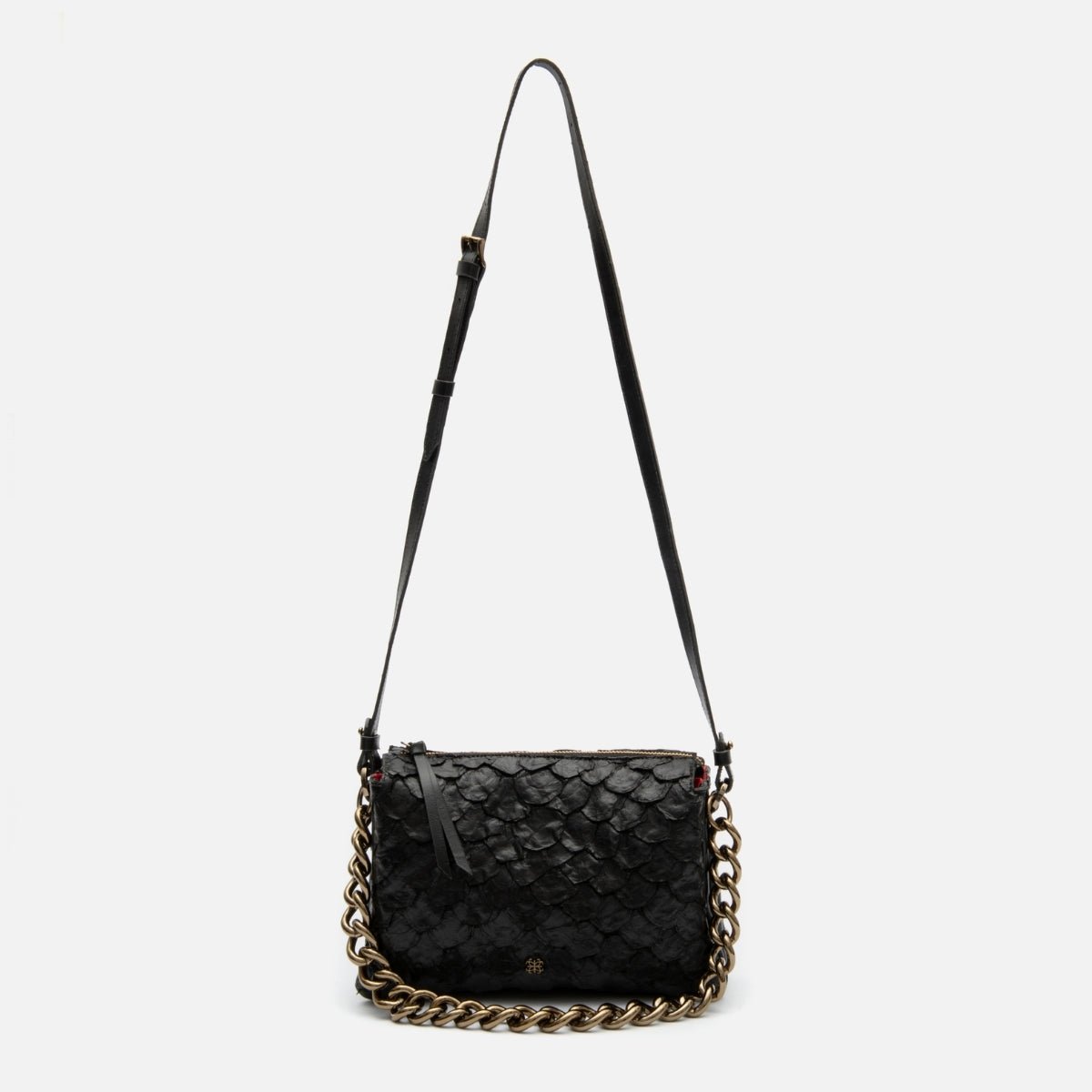 Bolsa Giulia em Couro Pirarucu Preto - Balaia