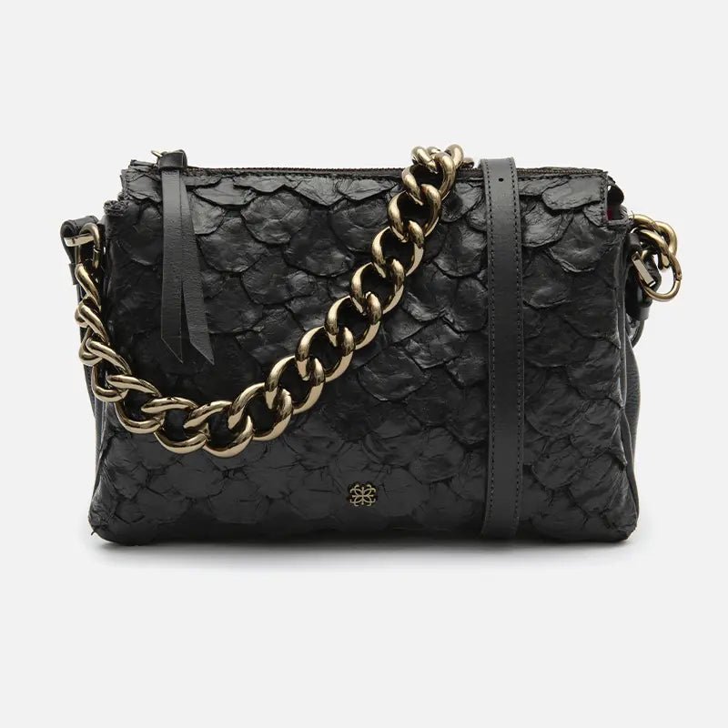 Bolsa Giulia em Couro Pirarucu Preto - Balaia