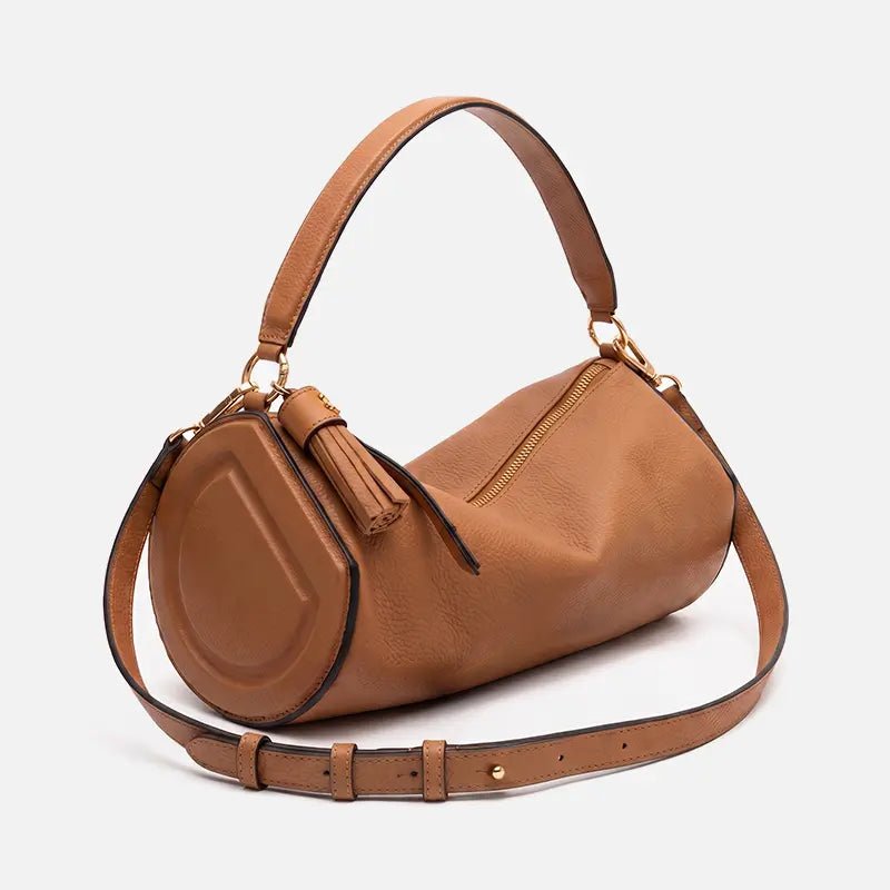 Bolsa Jade Cilíndrica em Couro Carmel - Balaia