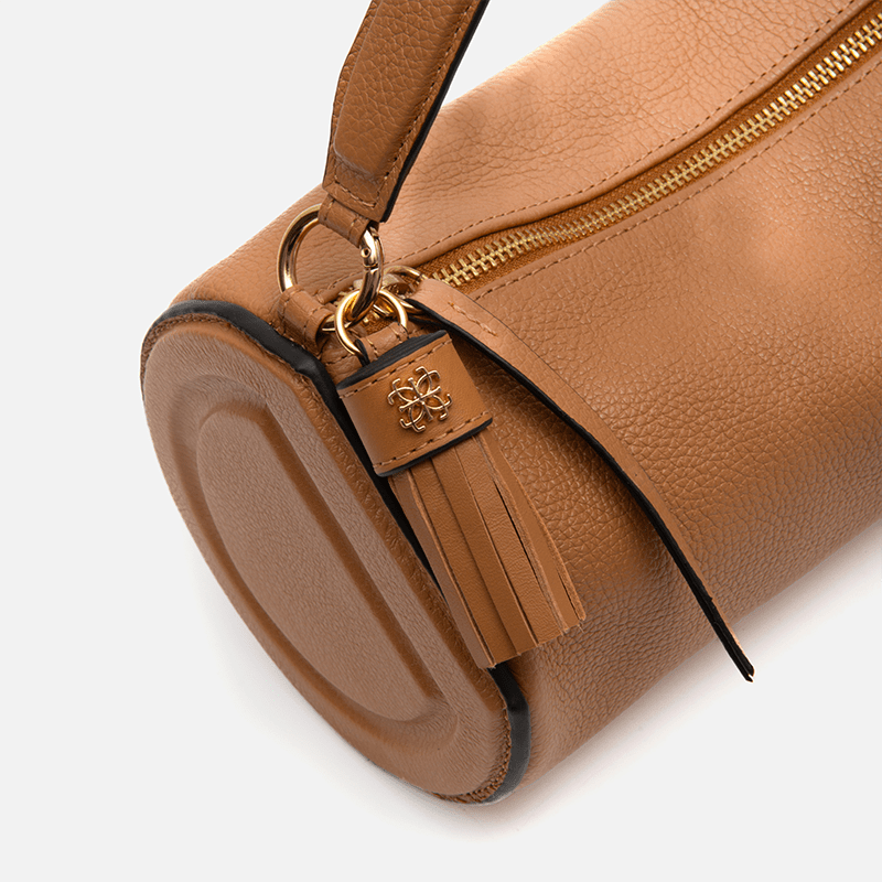 Bolsa Jade Cilíndrica em Couro Carmel - Balaia