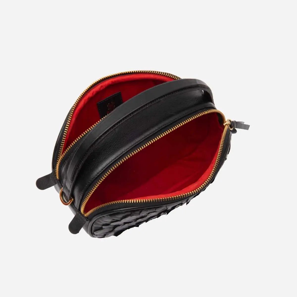 Bolsa Lívia em Couro Pirarucu Preto - Balaia