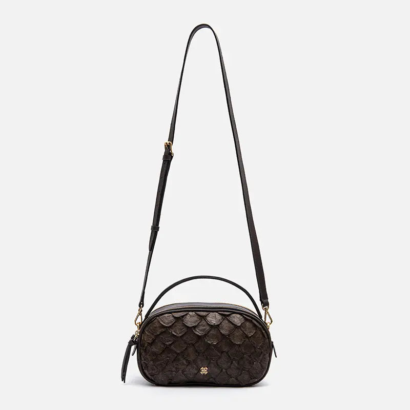 Bolsa Lívia em Couro Pirarucu Café