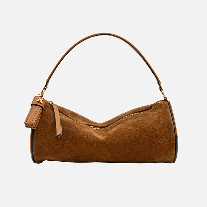 Bolsa Jade Cilíndrica em Camurça Sela