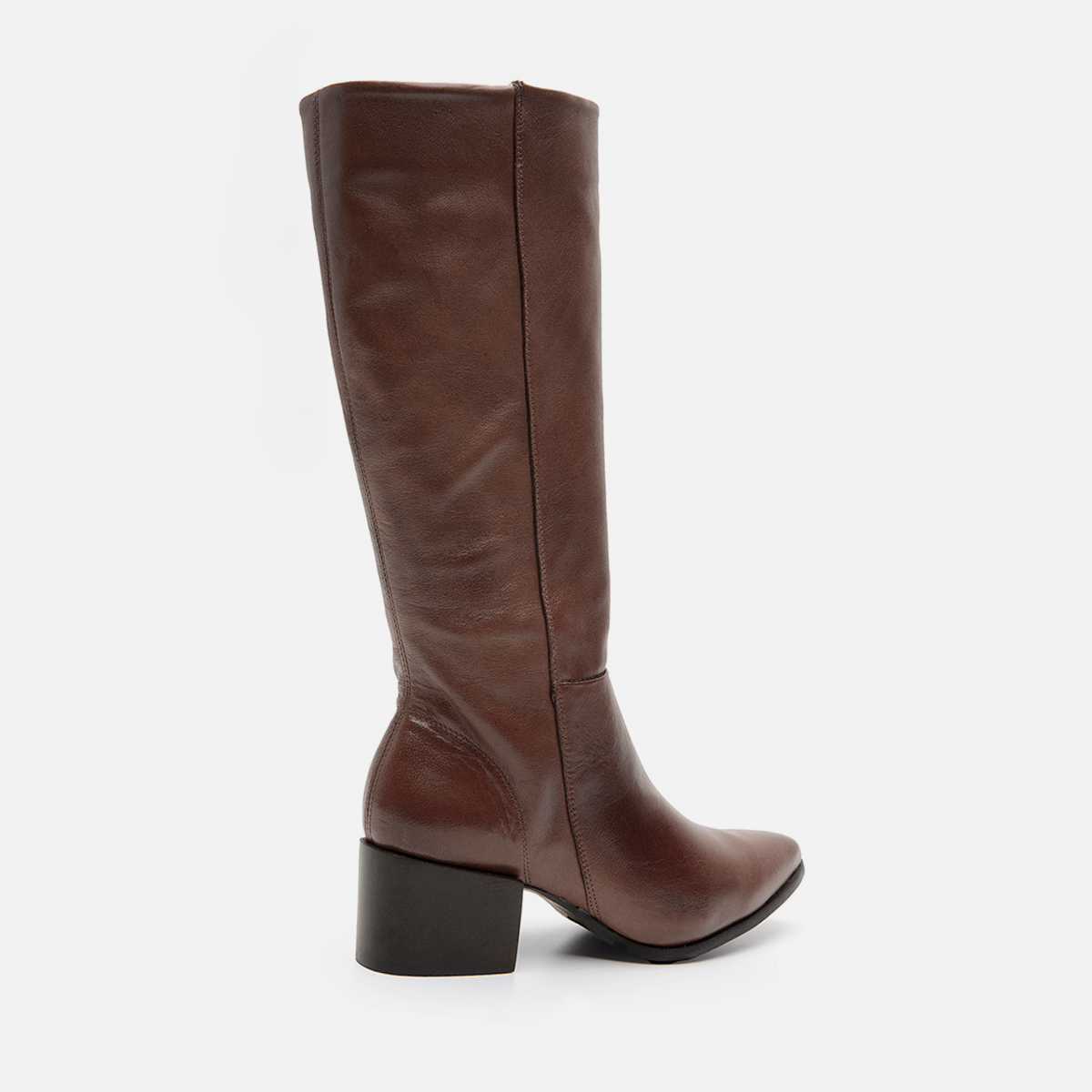 Bota cano alto couro chocolate