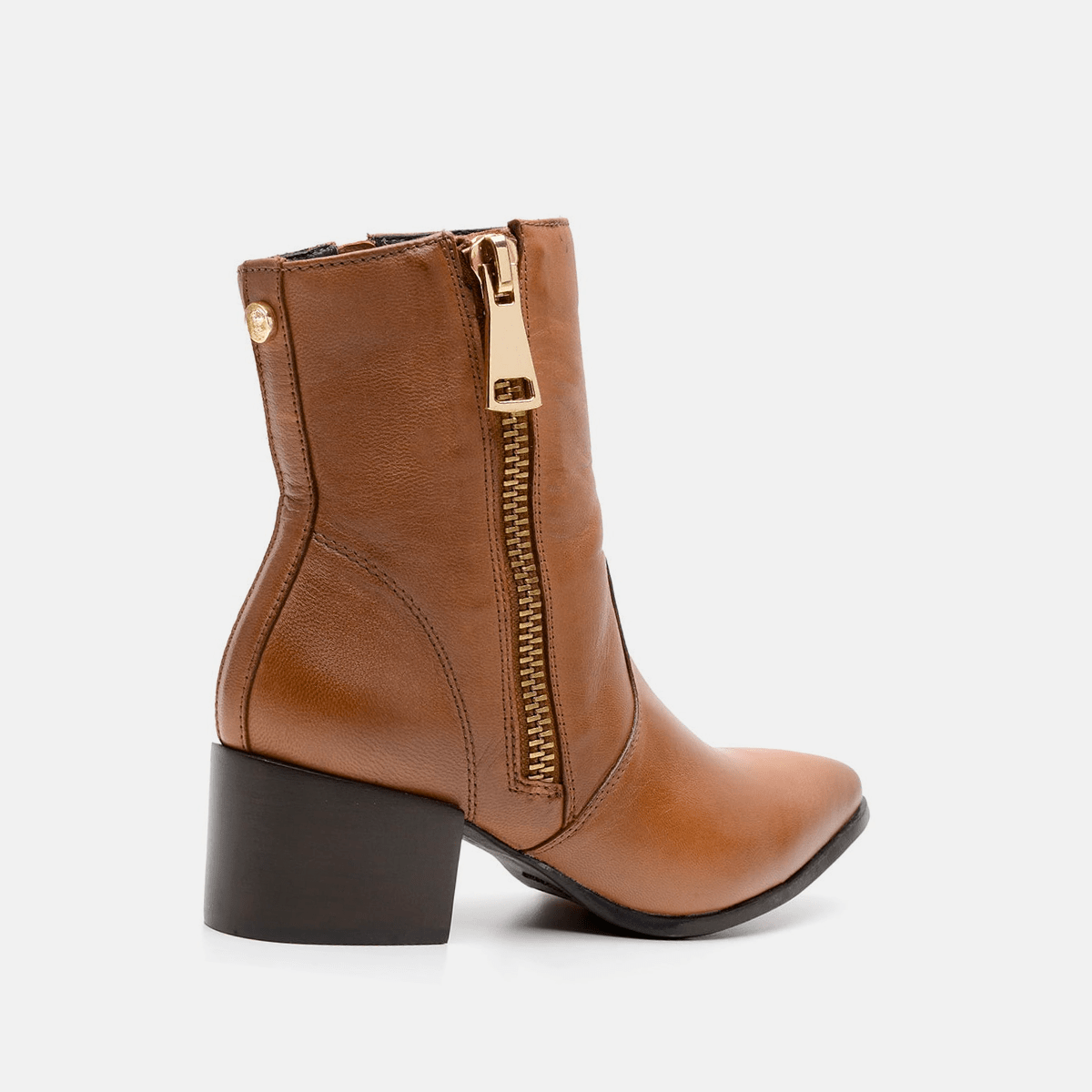 Bota com zíper couro caramelo - Balaia