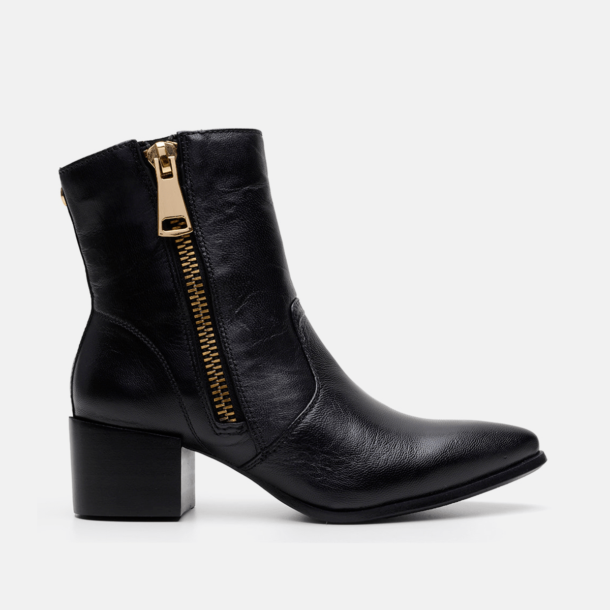 Bota com zíper couro preto - Balaia
