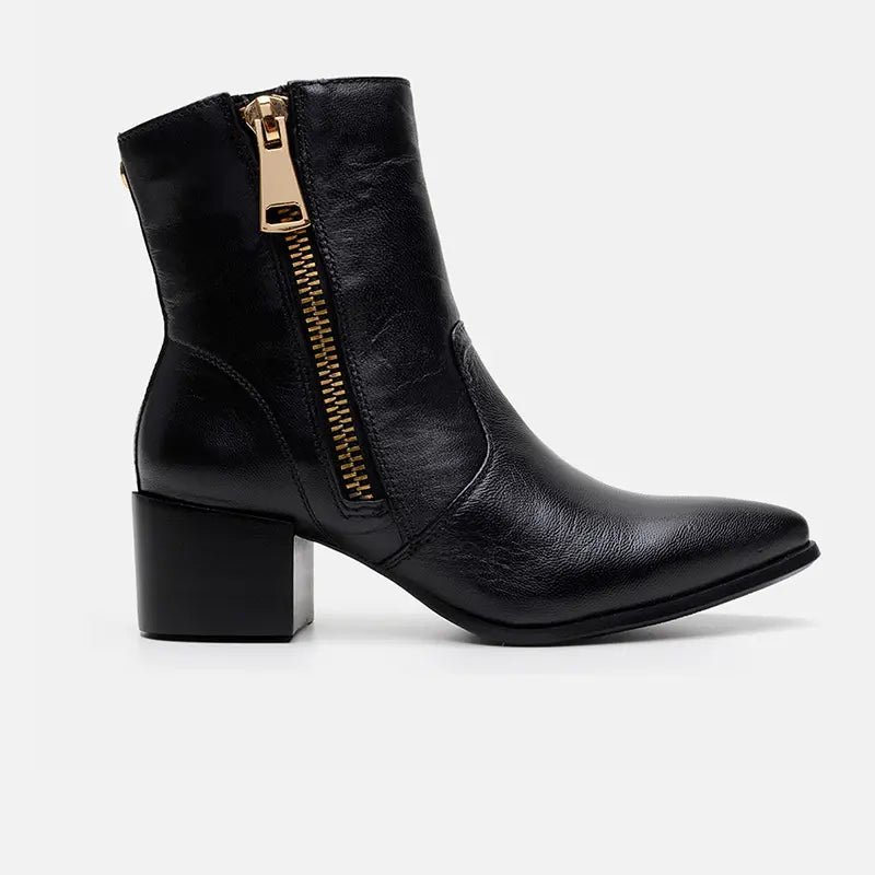 Bota com zíper couro preto - Balaia