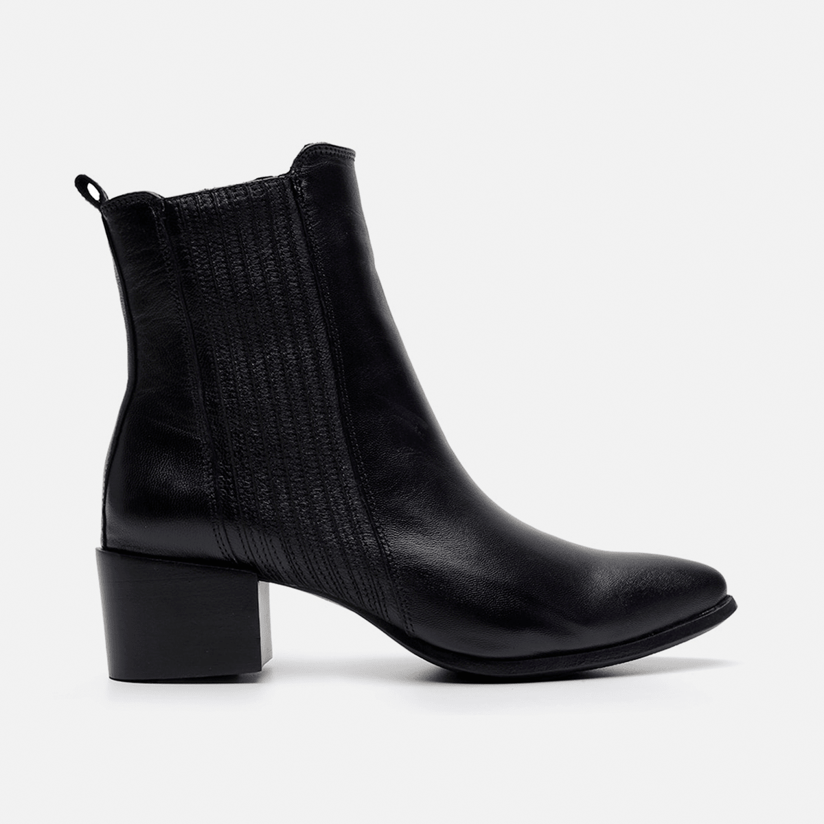 Bota salto bloco em couro preto - Balaia