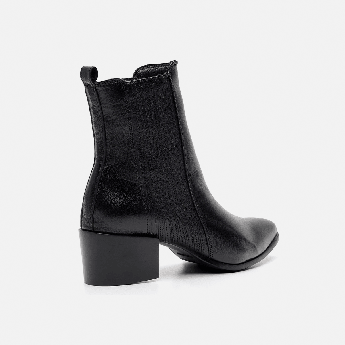 Bota salto bloco em couro preto - Balaia