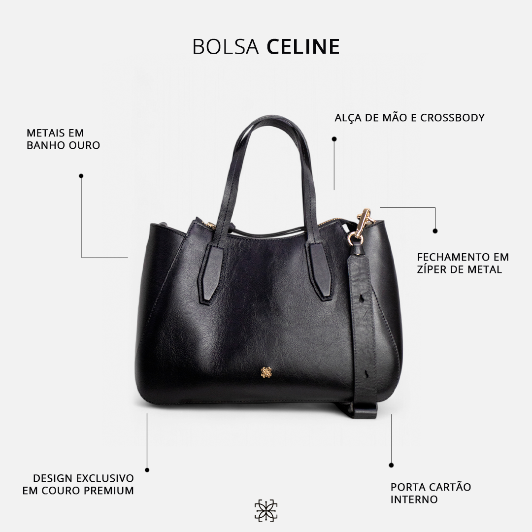 Bolsa Celine em Couro Preto