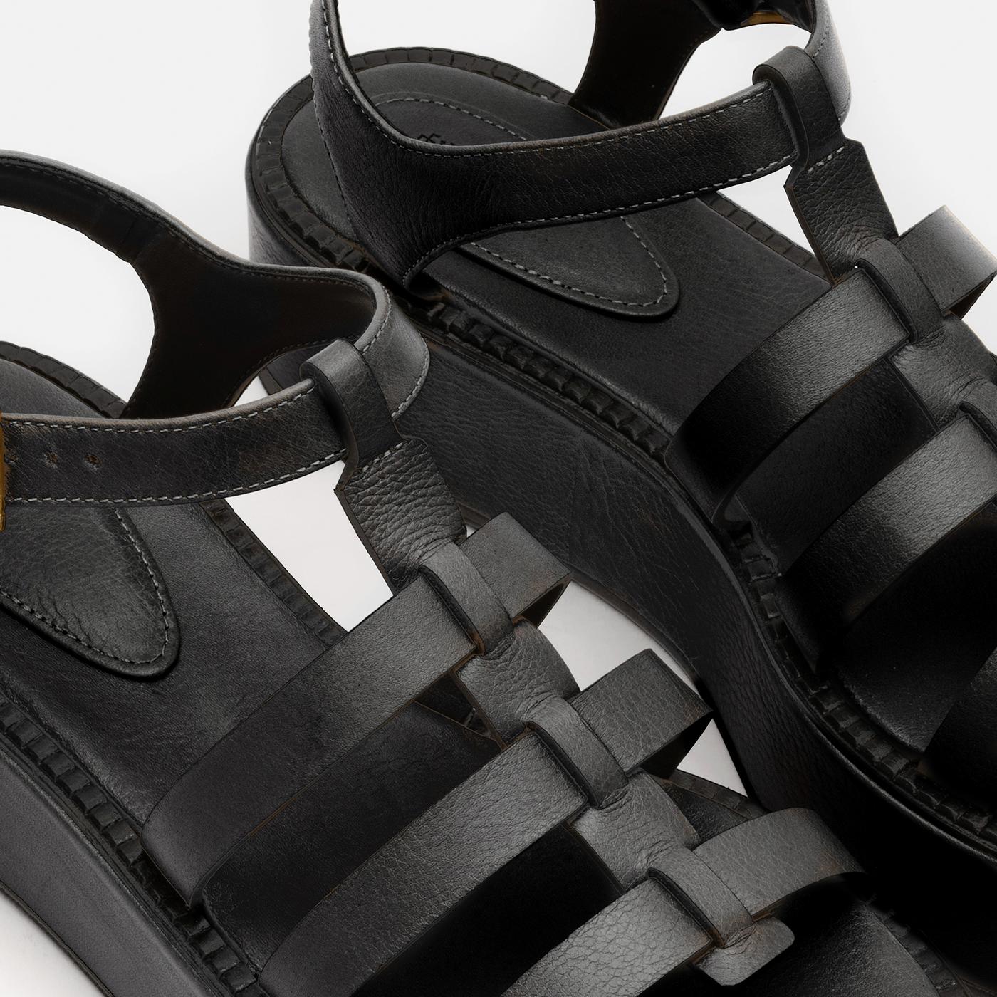 Flatform Fisherman em Couro Preto