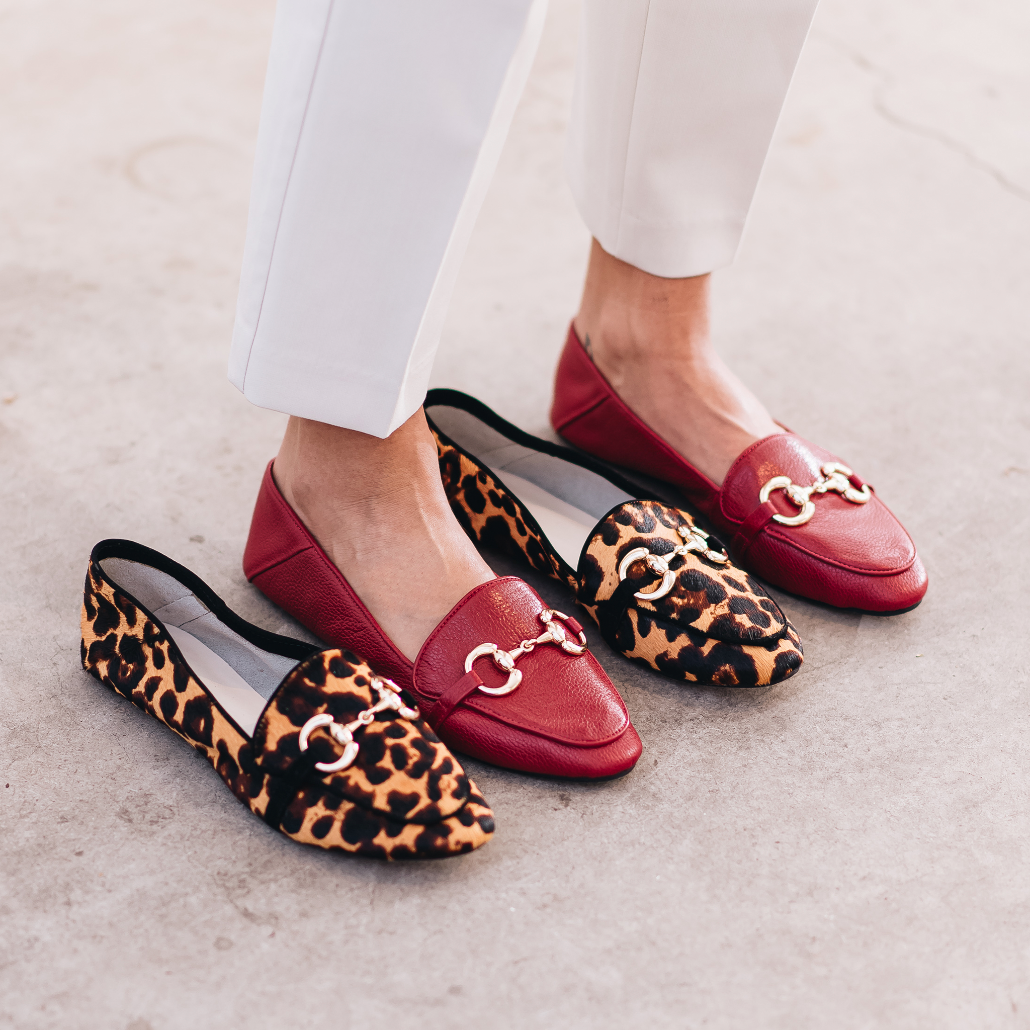 Mocassim com Detalhe em Metal em Couro Vermelho