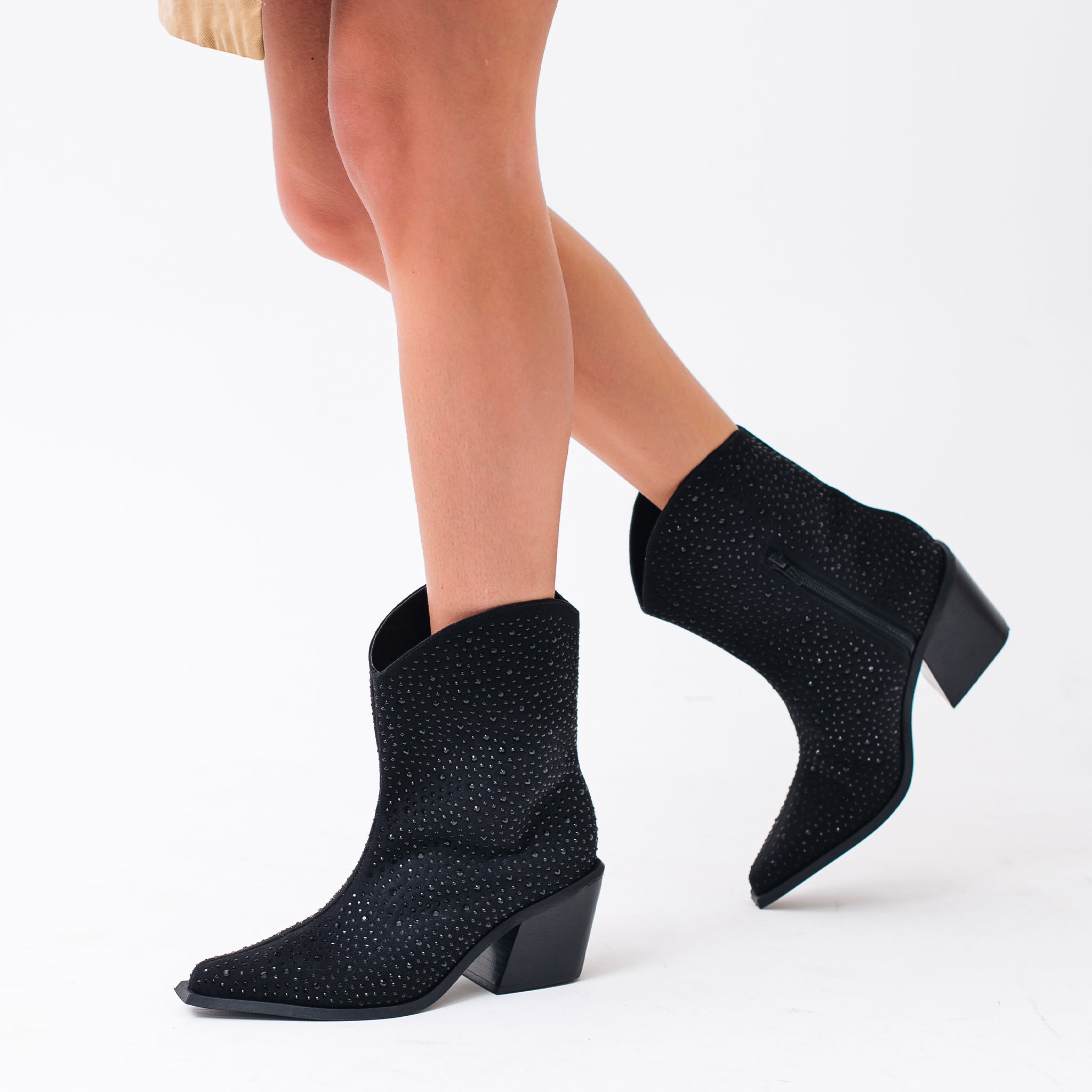 Bota Western de Camurça Preto com Brilho