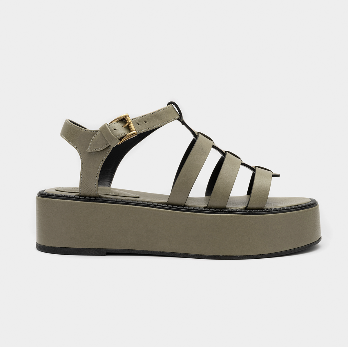 Flatform Fisherman em Couro Khaki