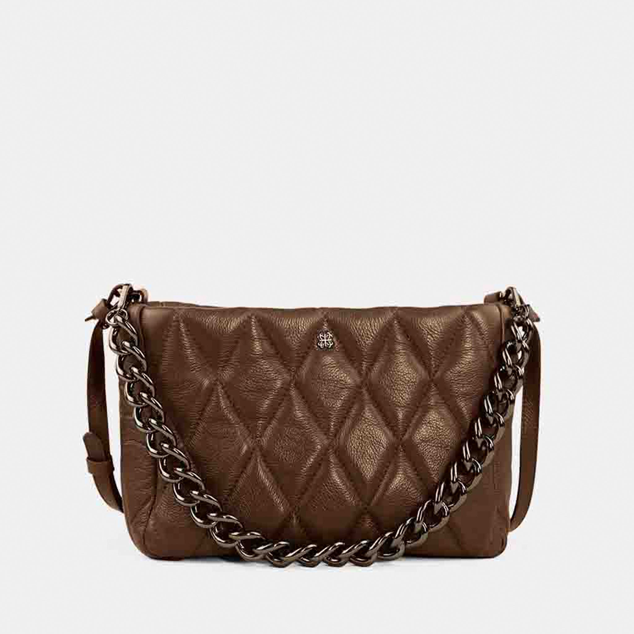 Bolsa Helô M em Couro Cappuccino