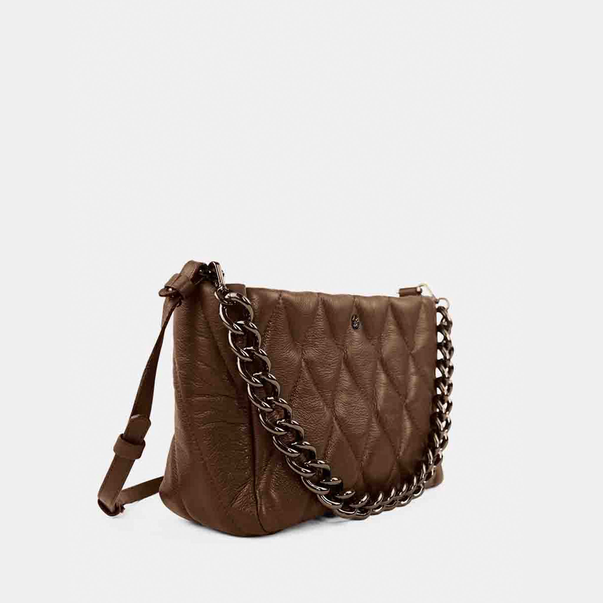 Bolsa Helô M em Couro Cappuccino