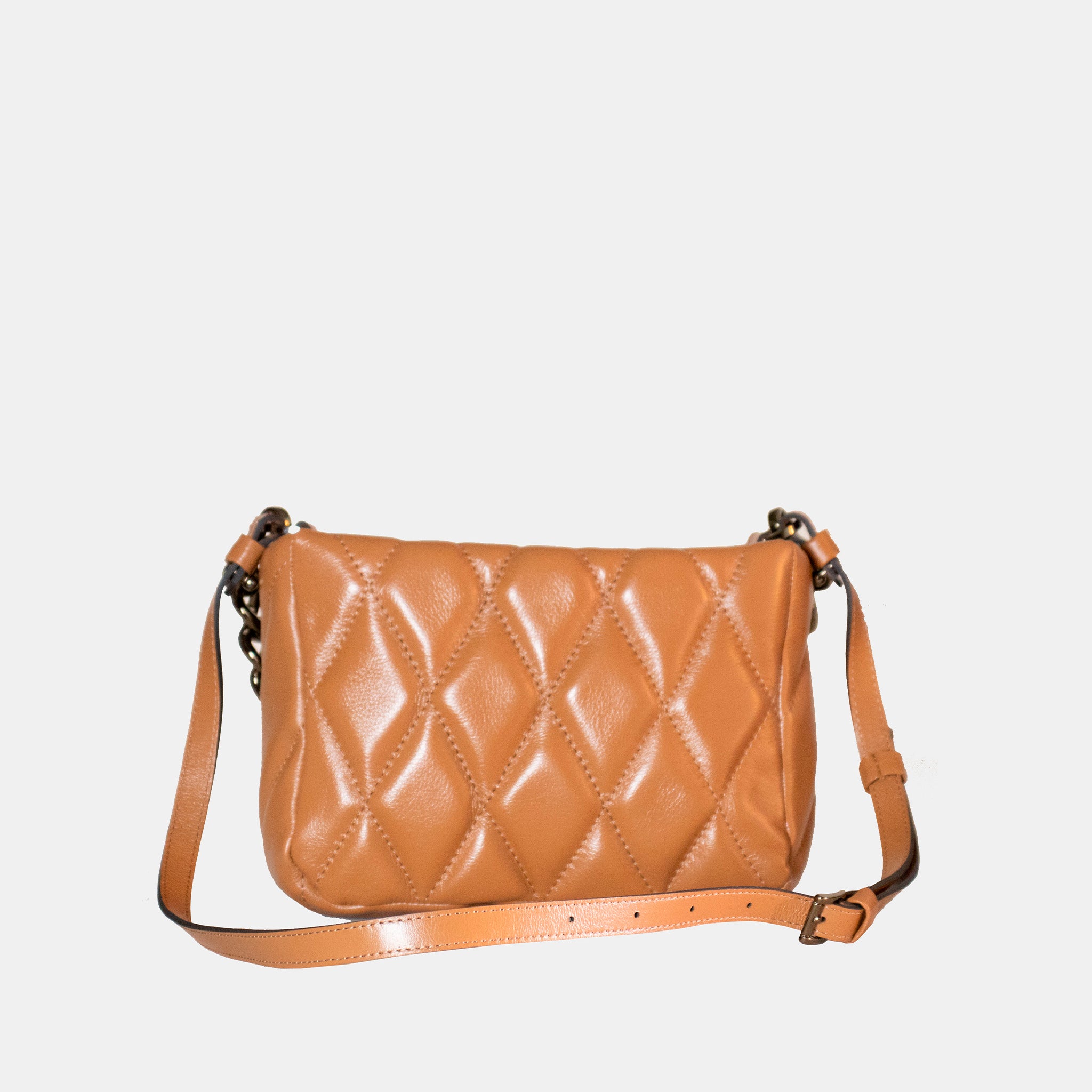 Bolsa Helô M em Couro Carmel