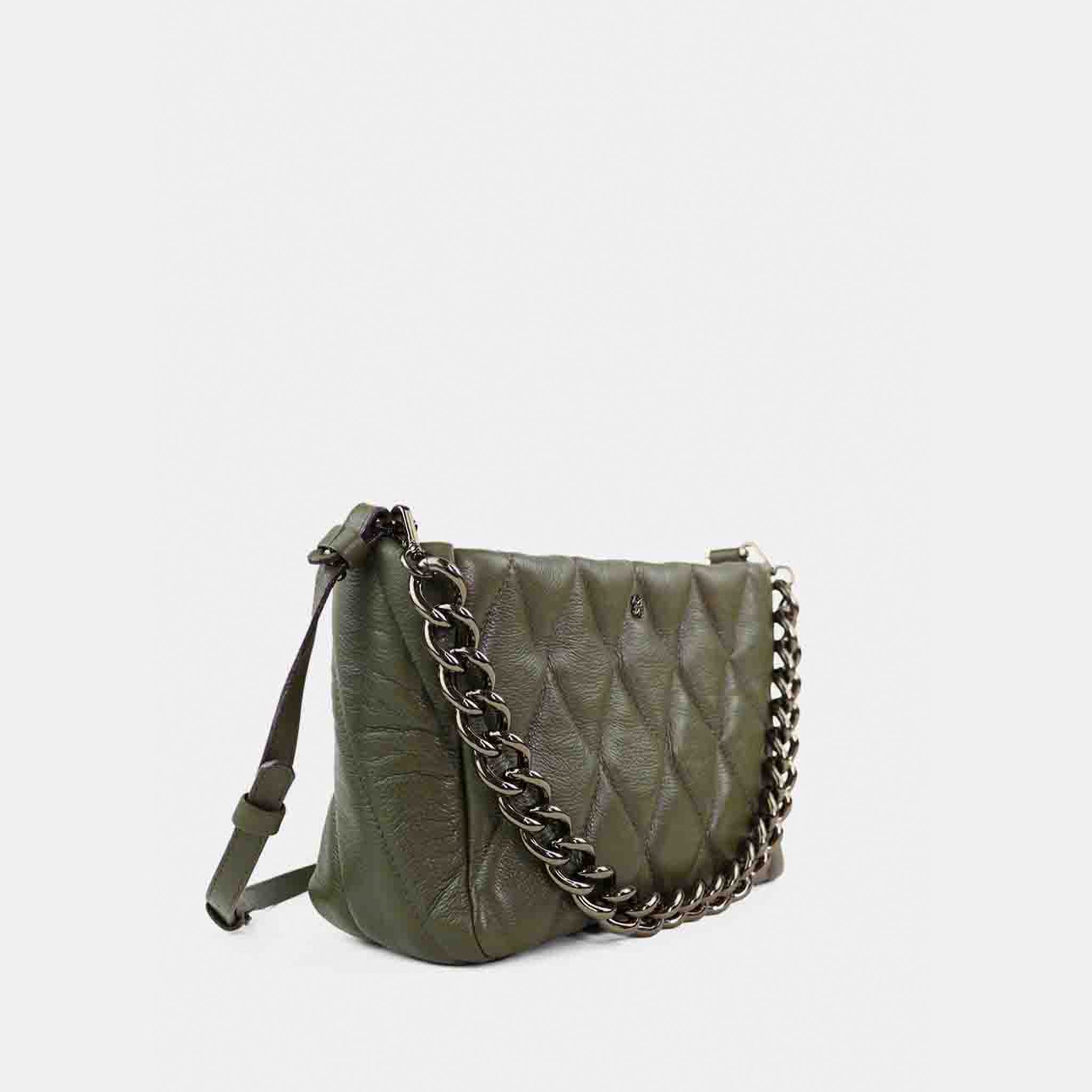 Bolsa Helô M em Couro Musgo