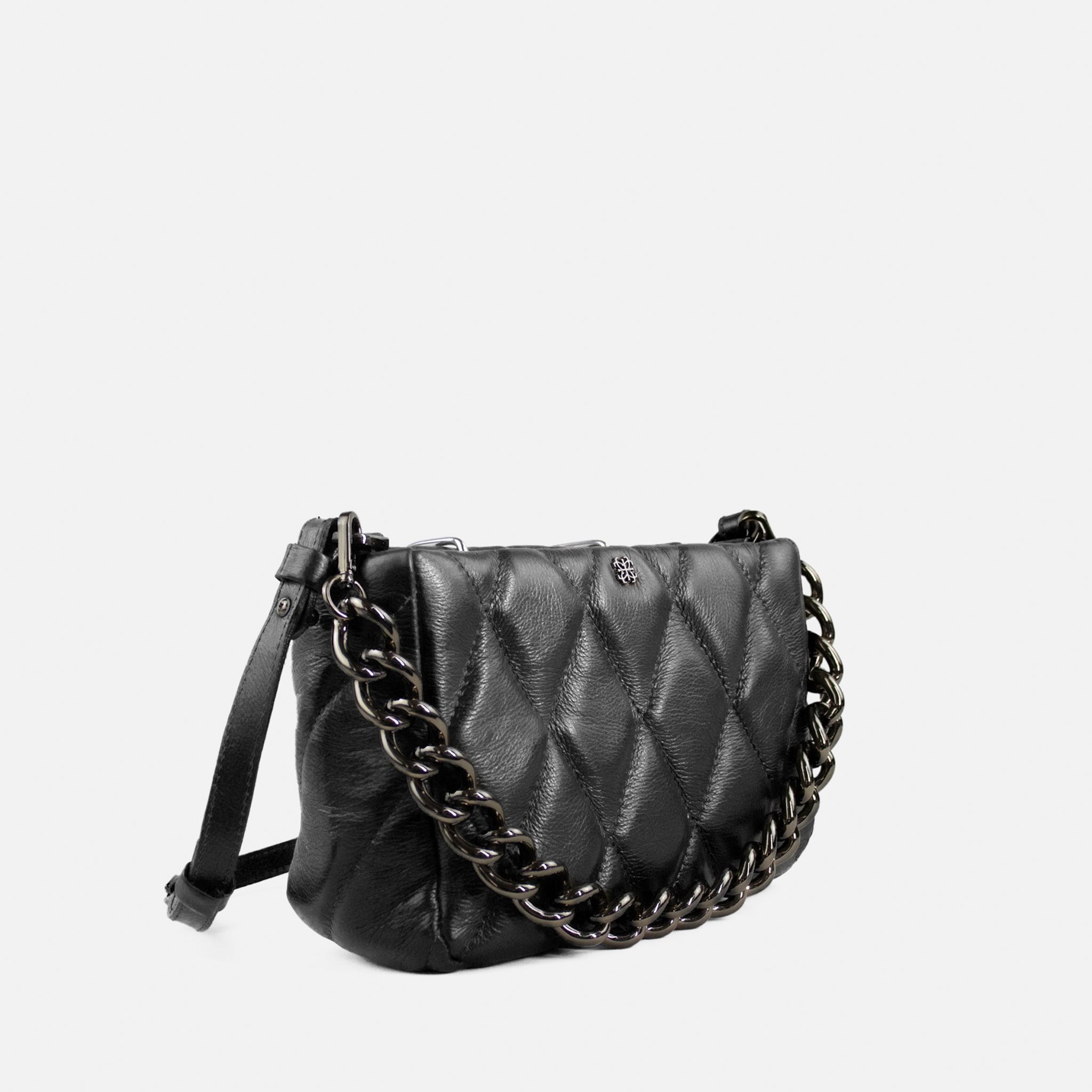 Bolsa Helô P em Couro Preto