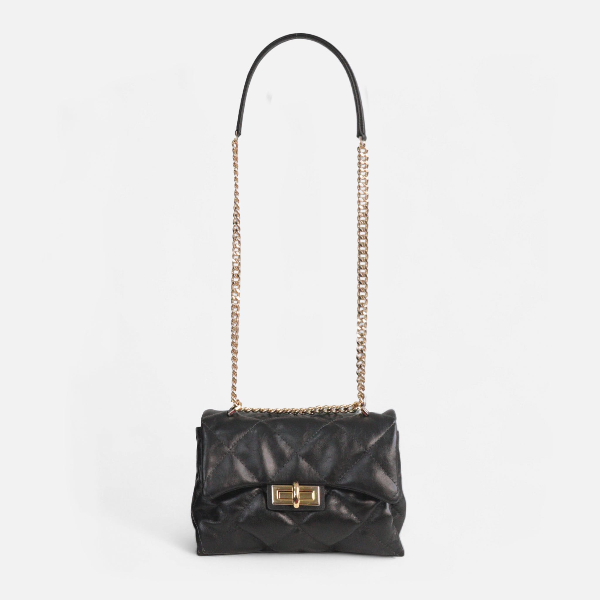 Bolsa Iza em Couro Preto