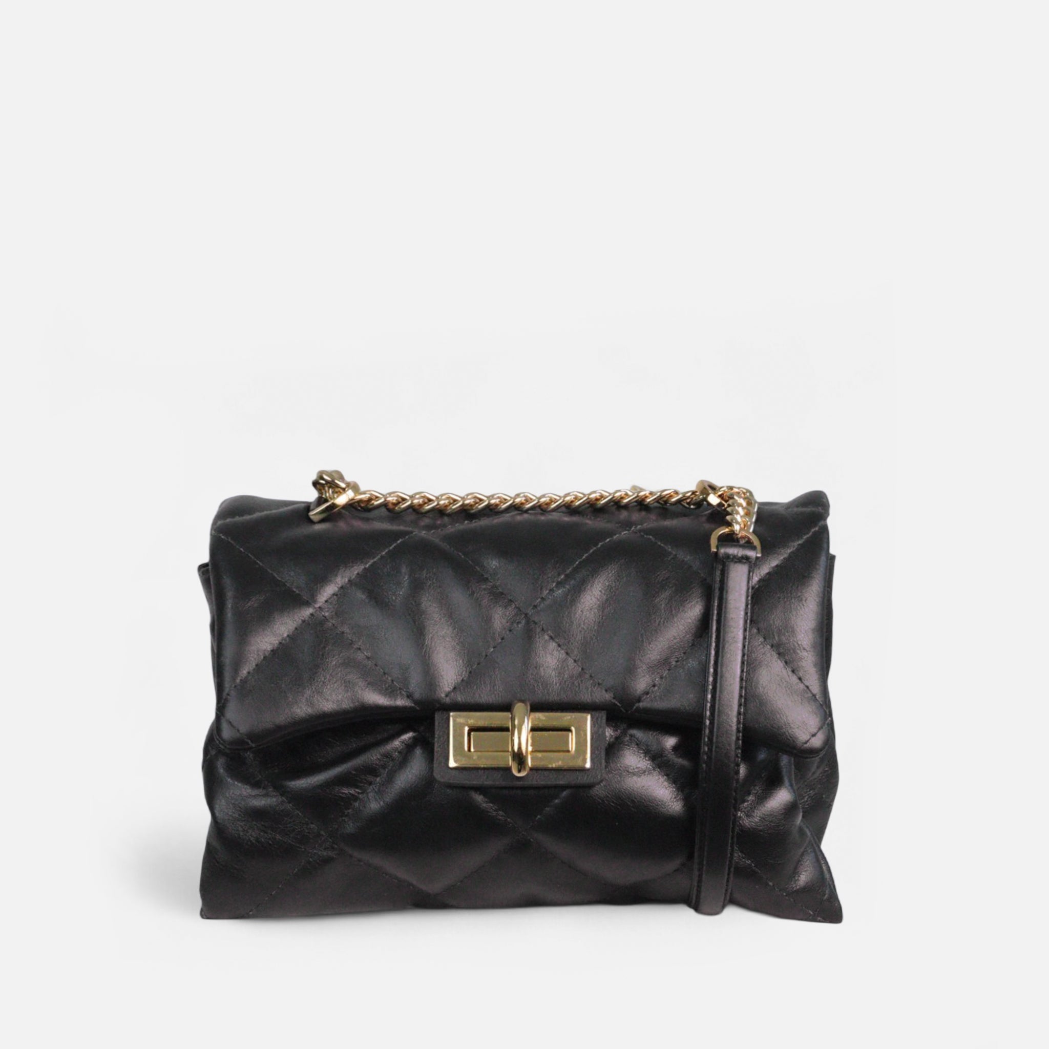 Bolsa Iza em Couro Preto