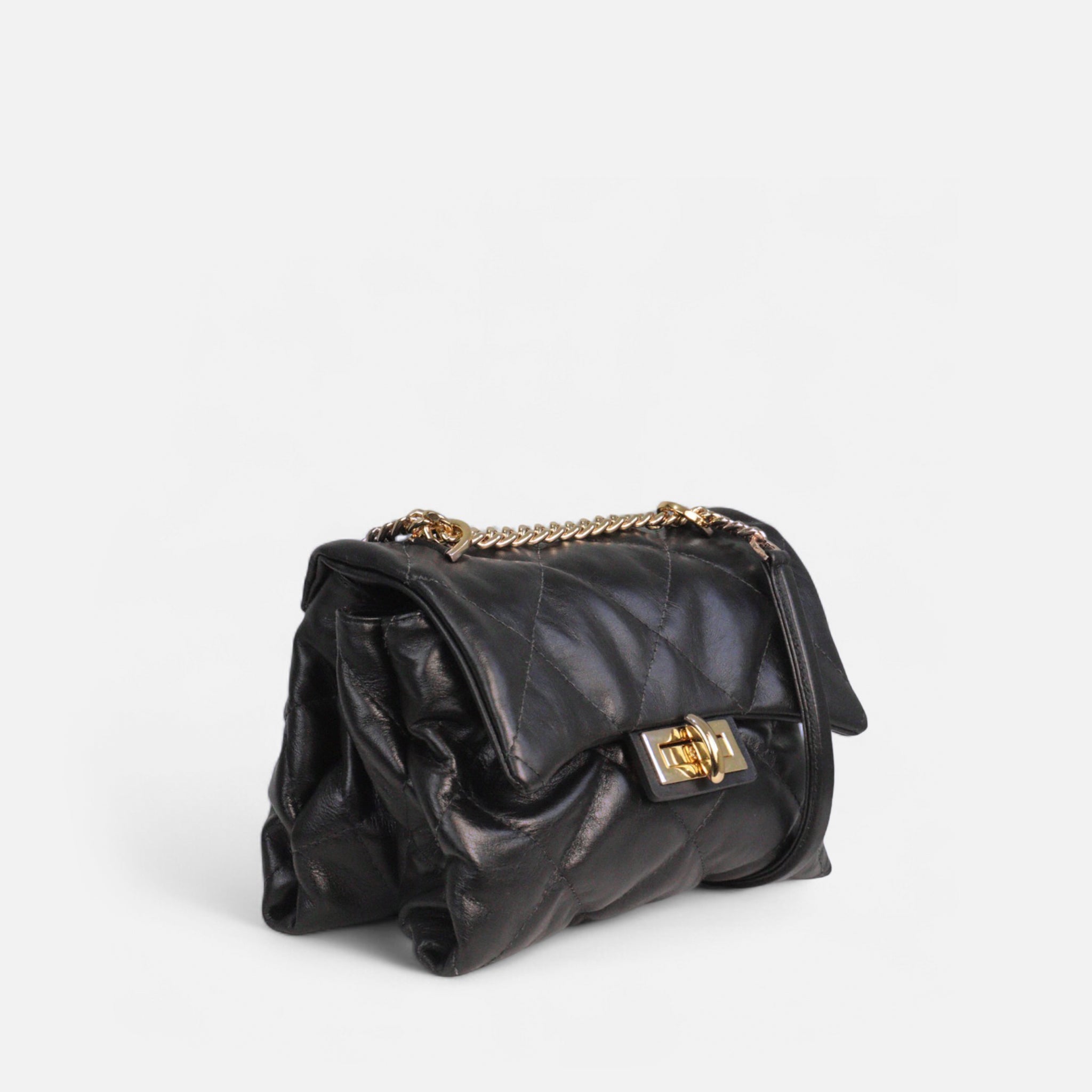 Bolsa Iza em Couro Preto