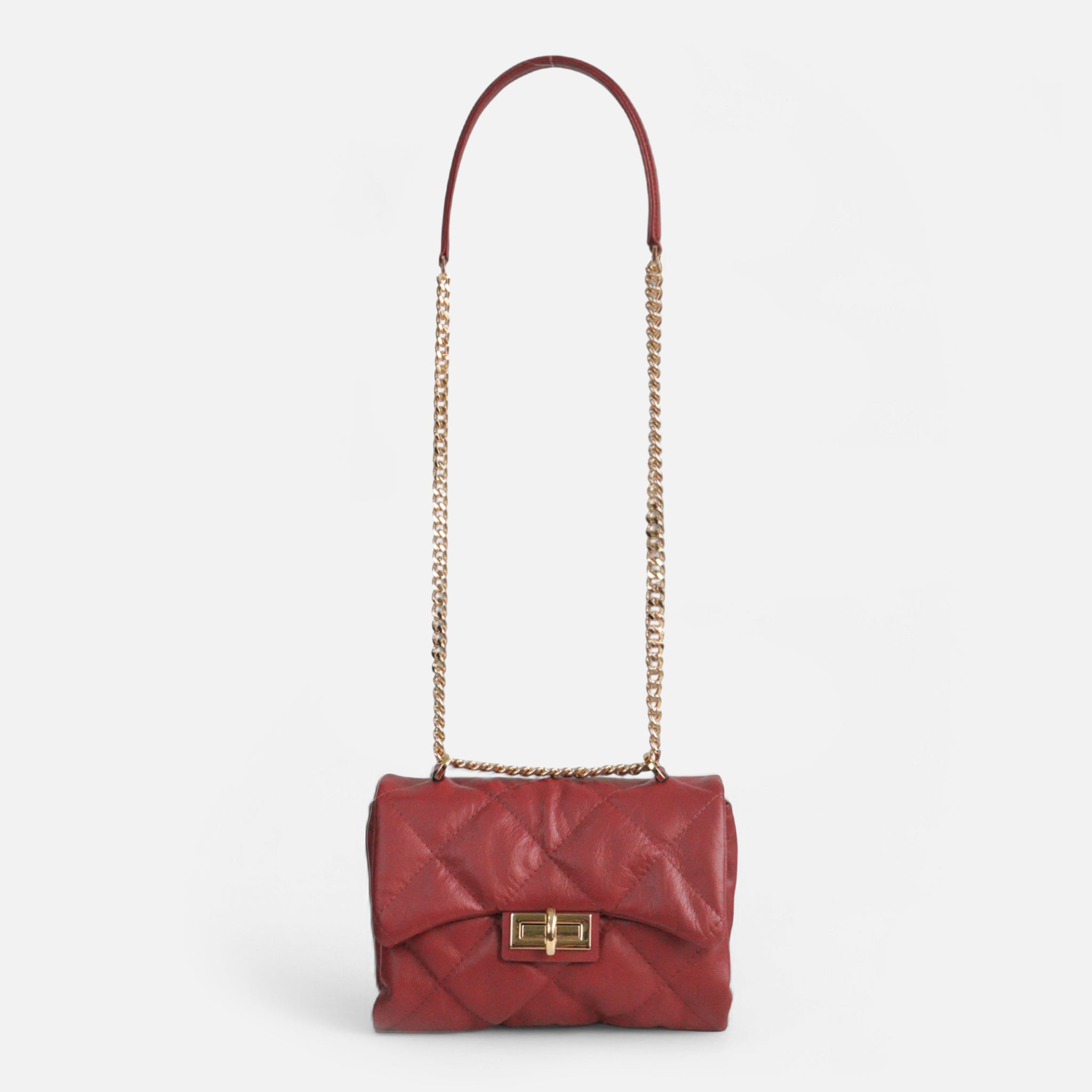 Bolsa Iza em Couro Rubi