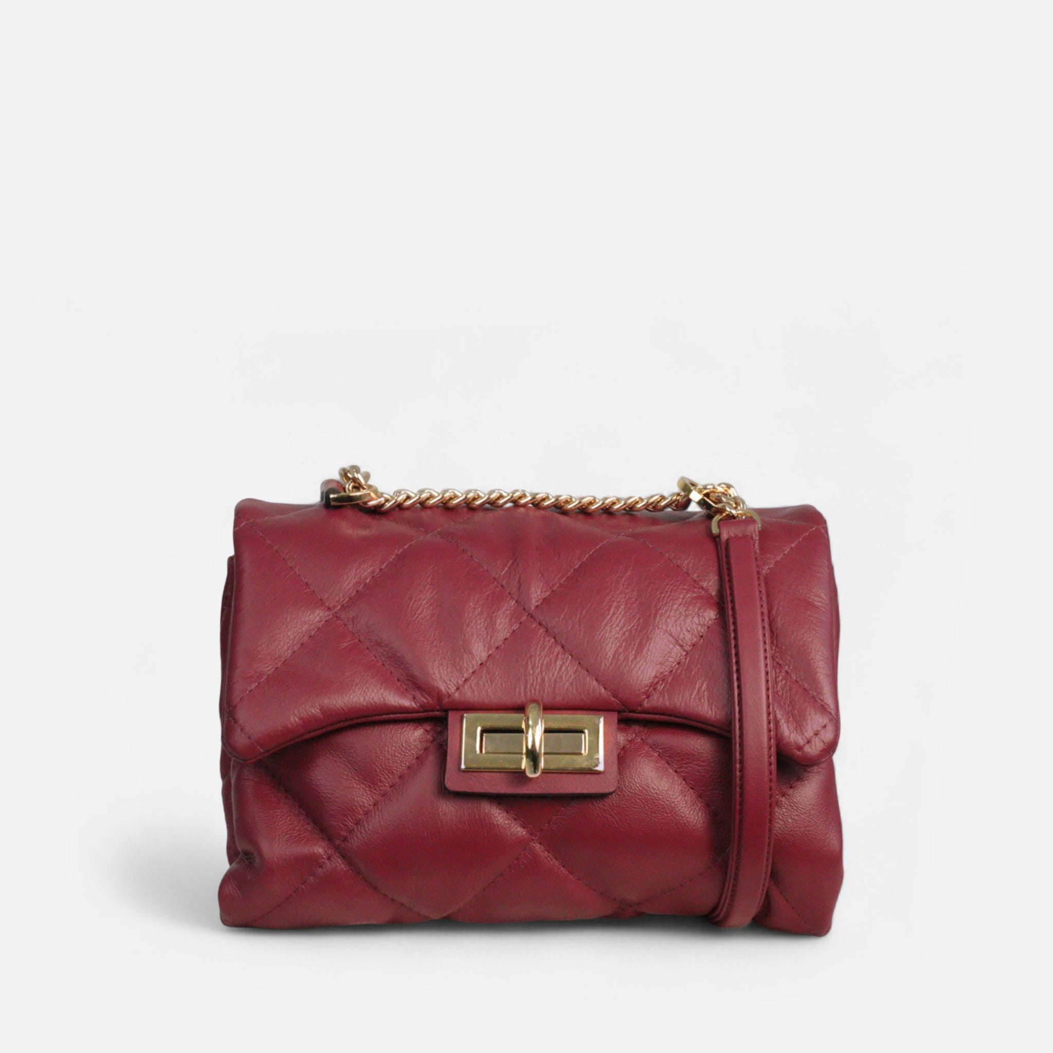 Bolsa Iza em Couro Rubi