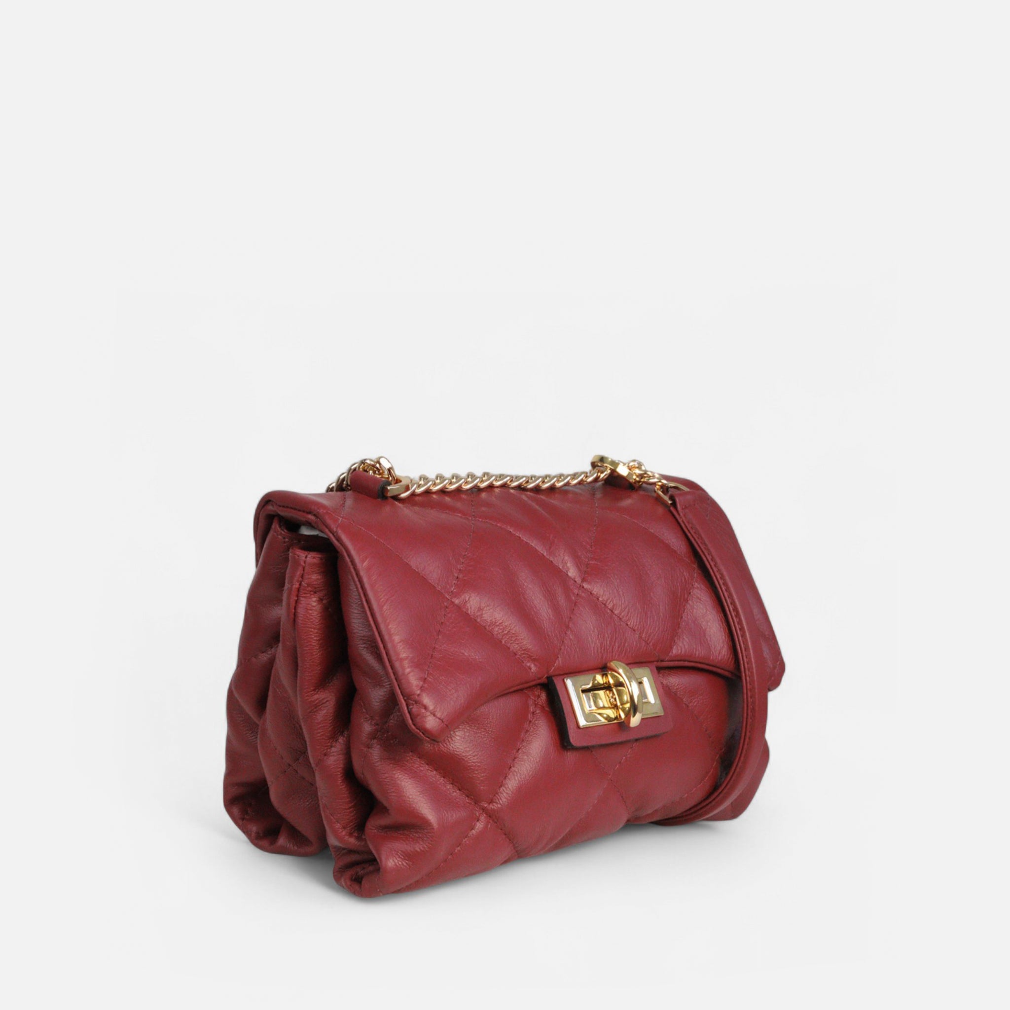 Bolsa Iza em Couro Rubi