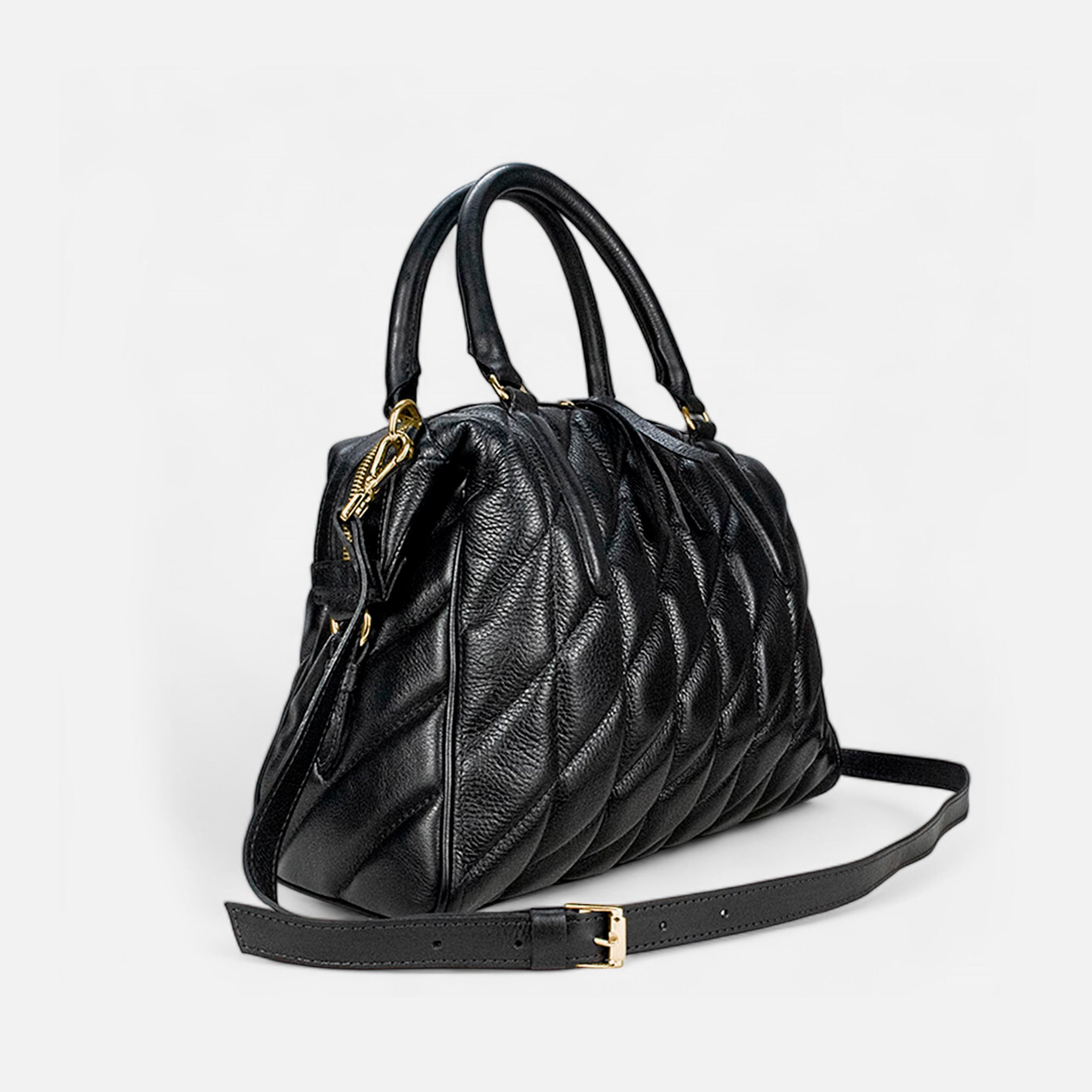 Bolsa Liz G em Couro Preto