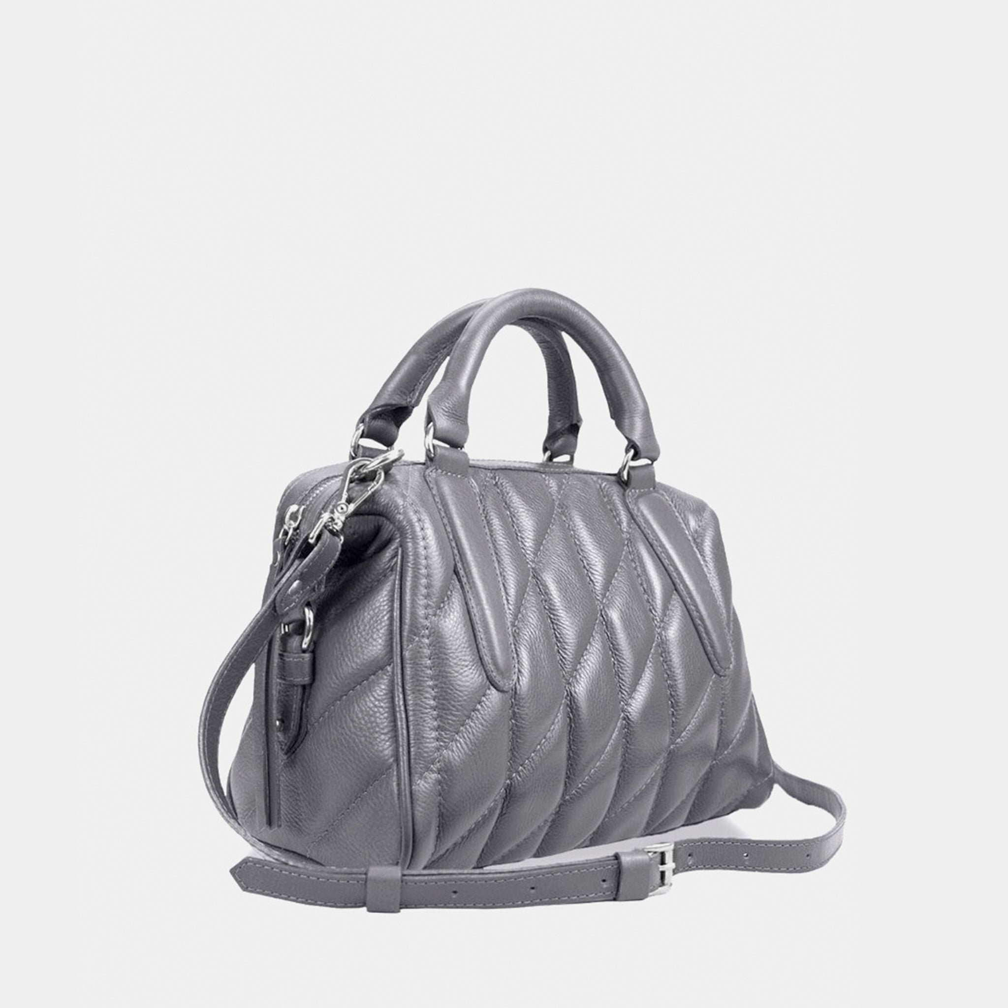 Bolsa Liz M em Couro Cimento