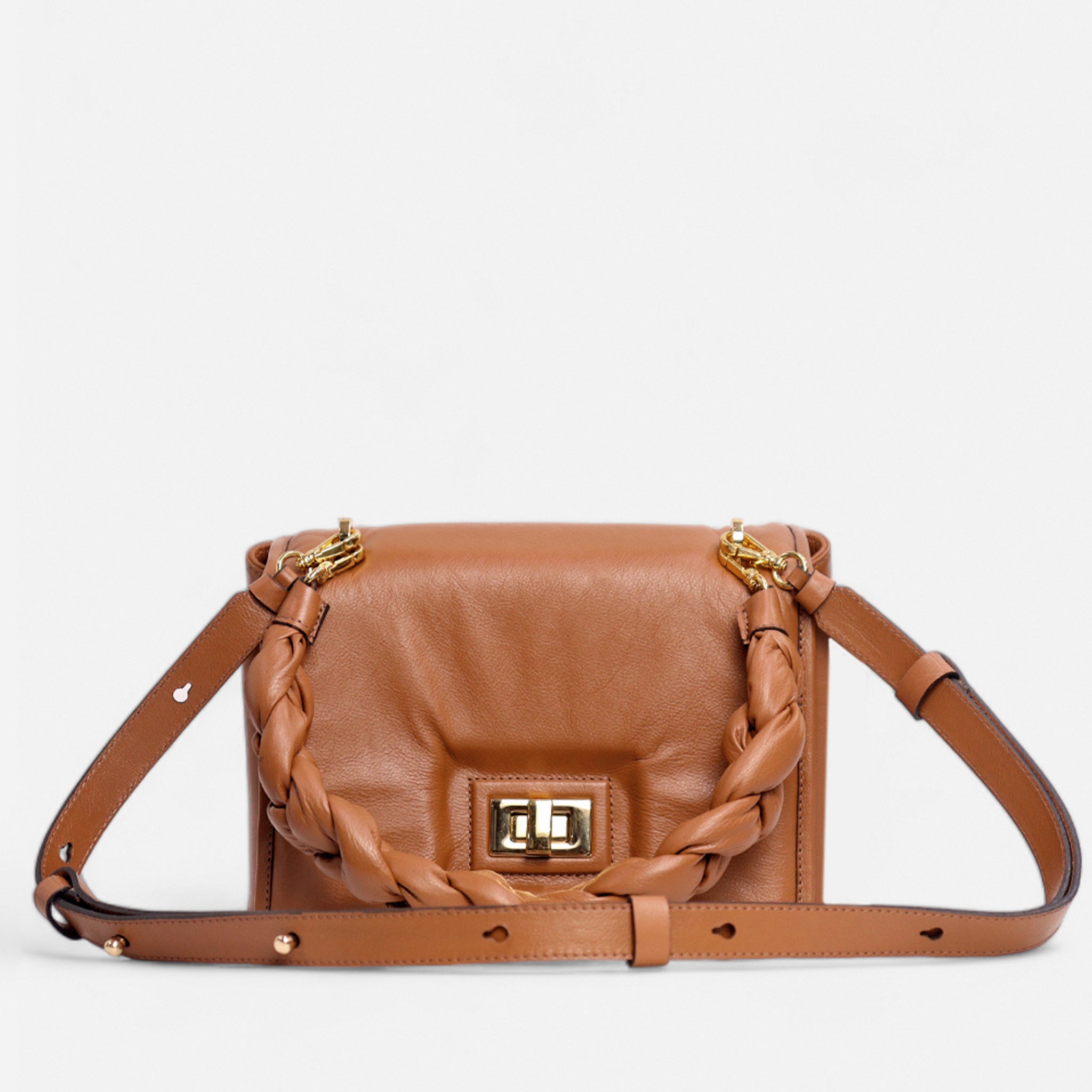 Bolsa Lu em Couro Carmel