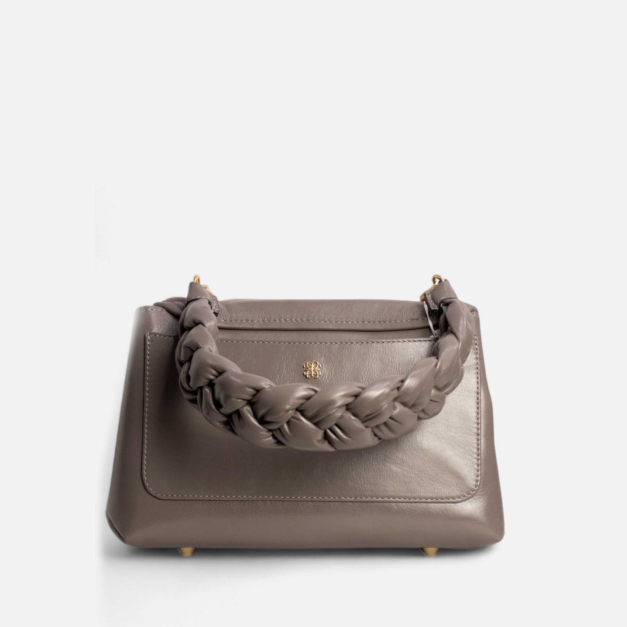 Bolsa Lu em Couro Cimento