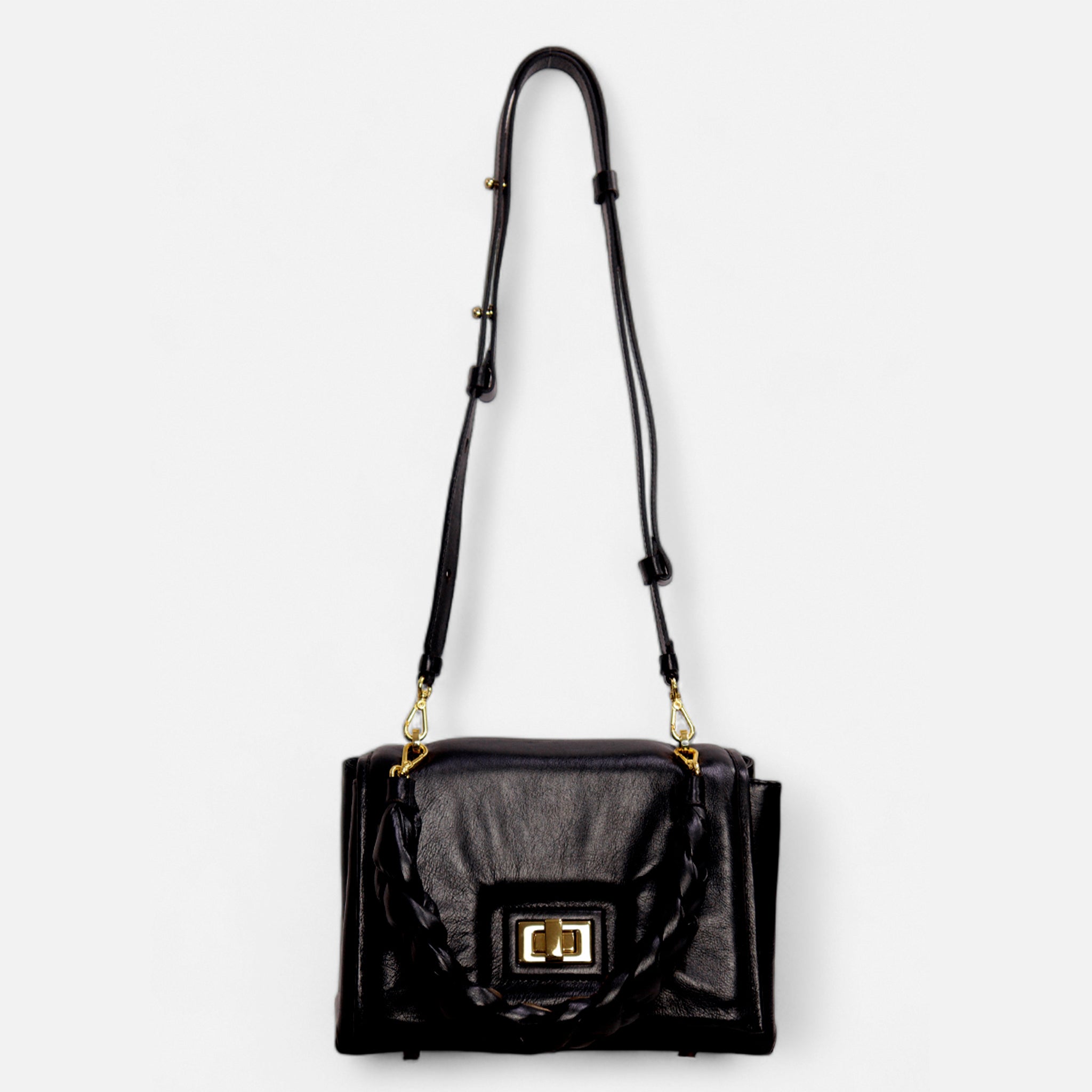 Bolsa Lu em Couro Preto