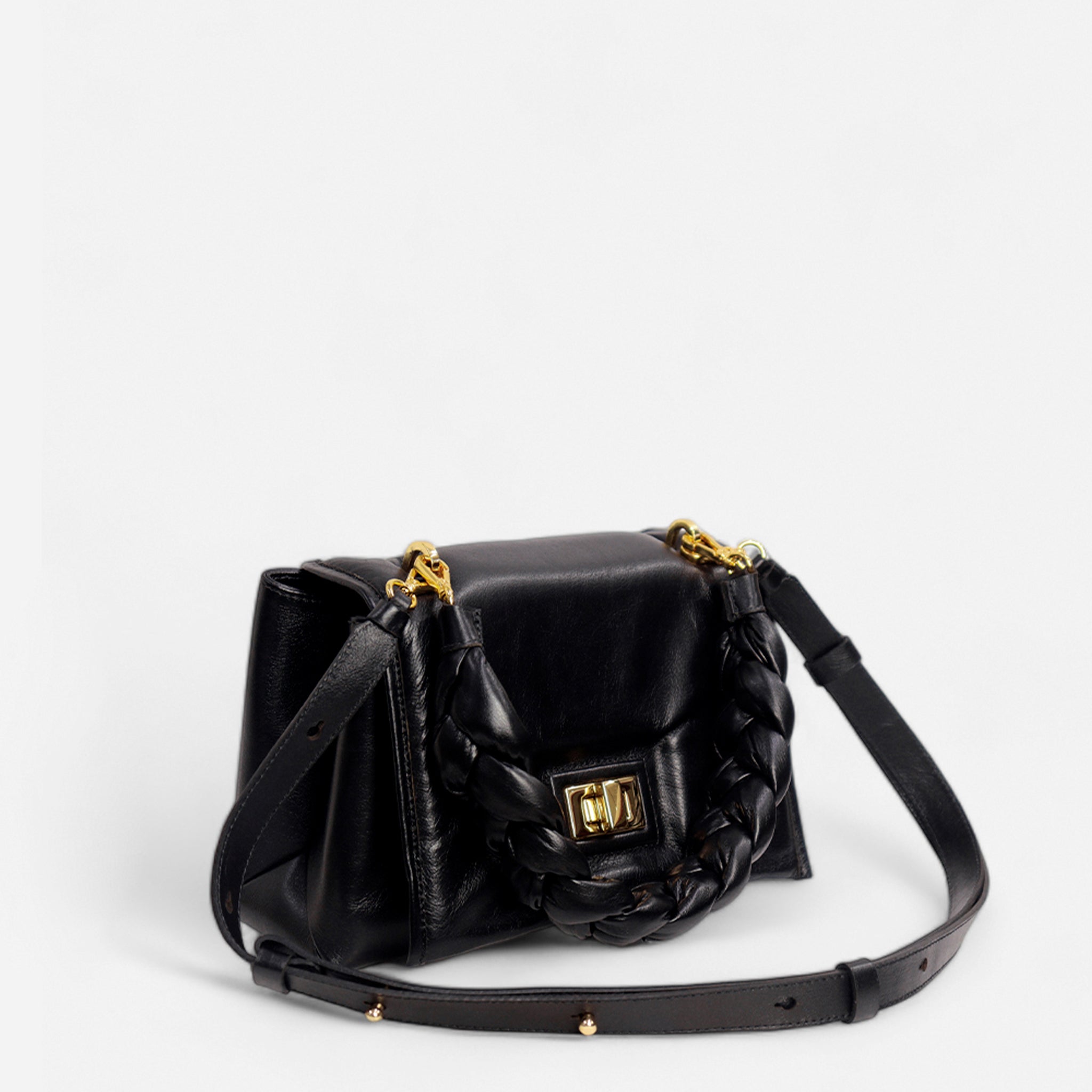 Bolsa Lu em Couro Preto