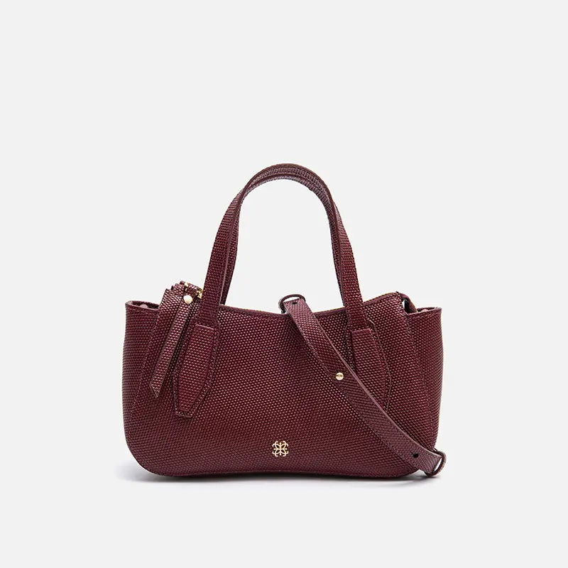 Bolsa Celine Mini em Couro Colméia Wine