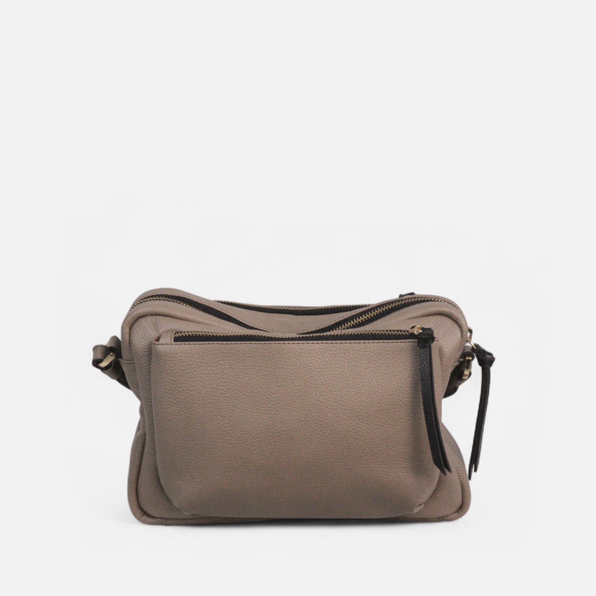 Bolsa Mira em Couro Grigio com Preto