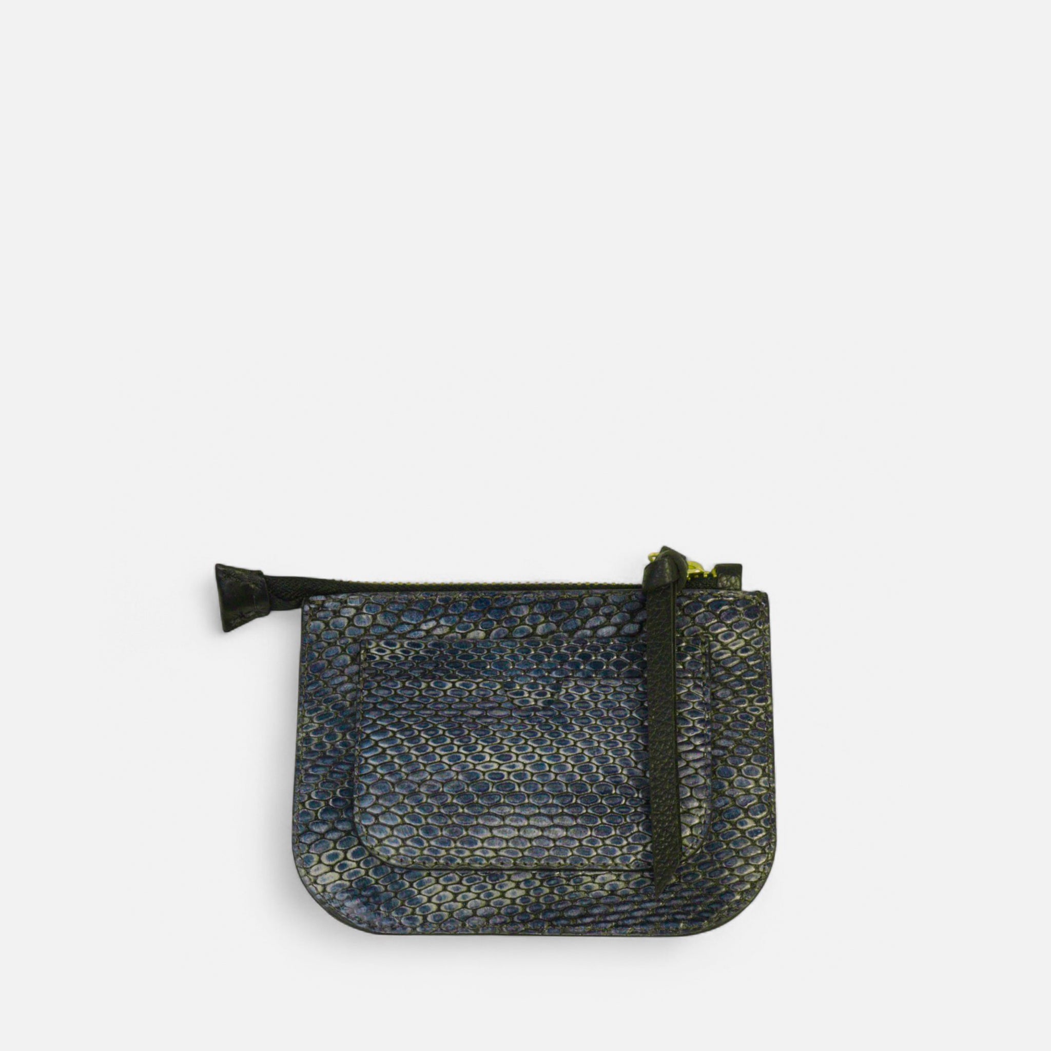 Porta Cartão em Couro Lezard Azul