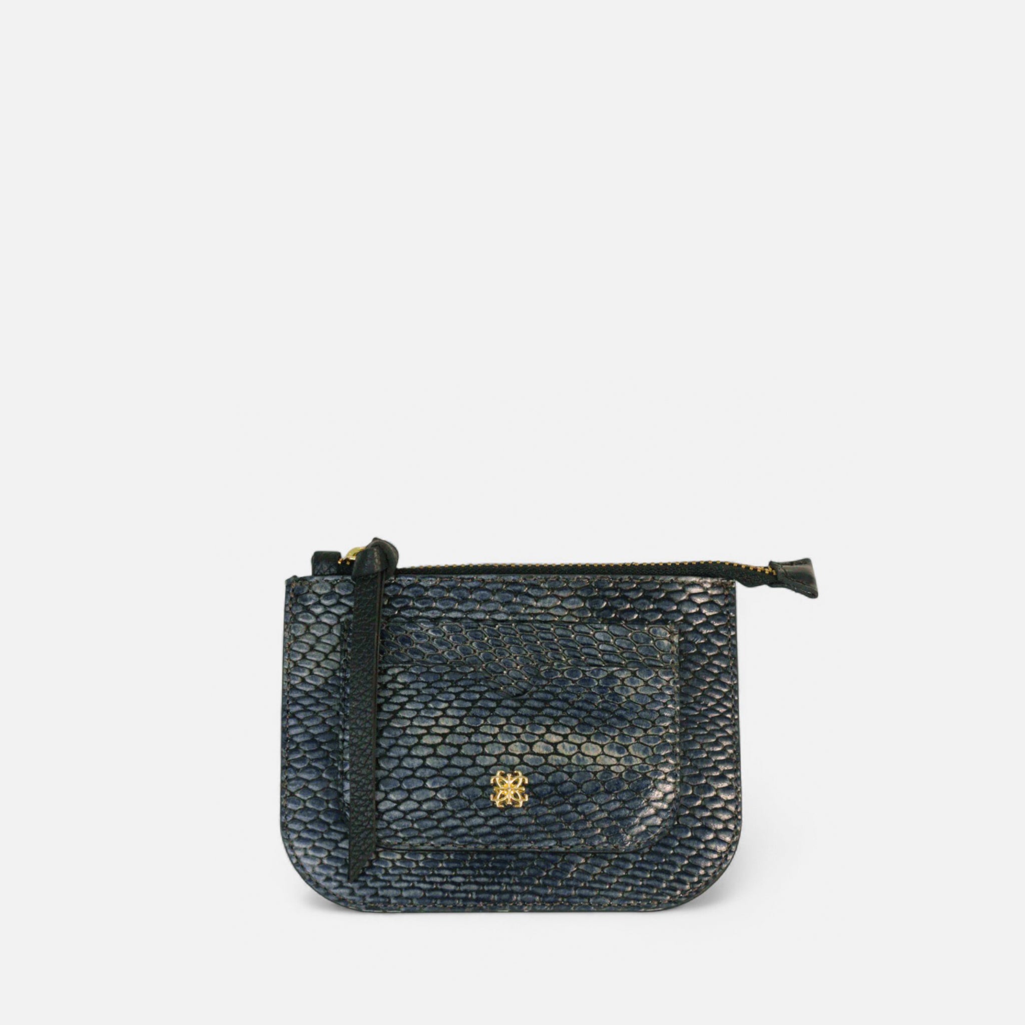Porta Cartão em Couro Lezard Azul
