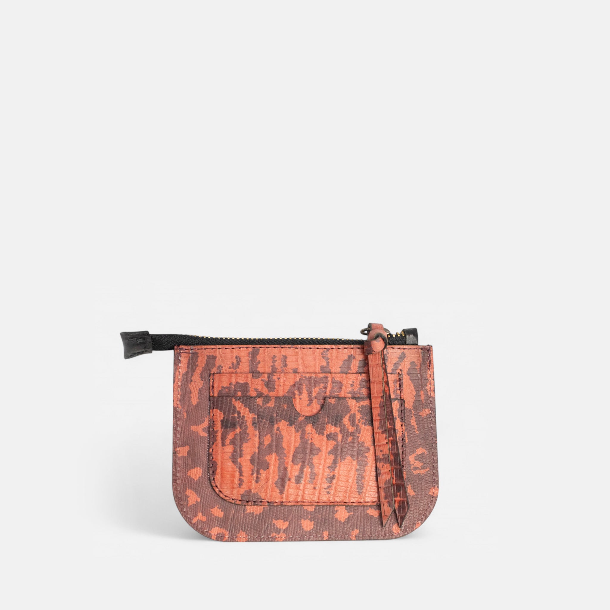 Porta Cartão em Couro Textura Coral