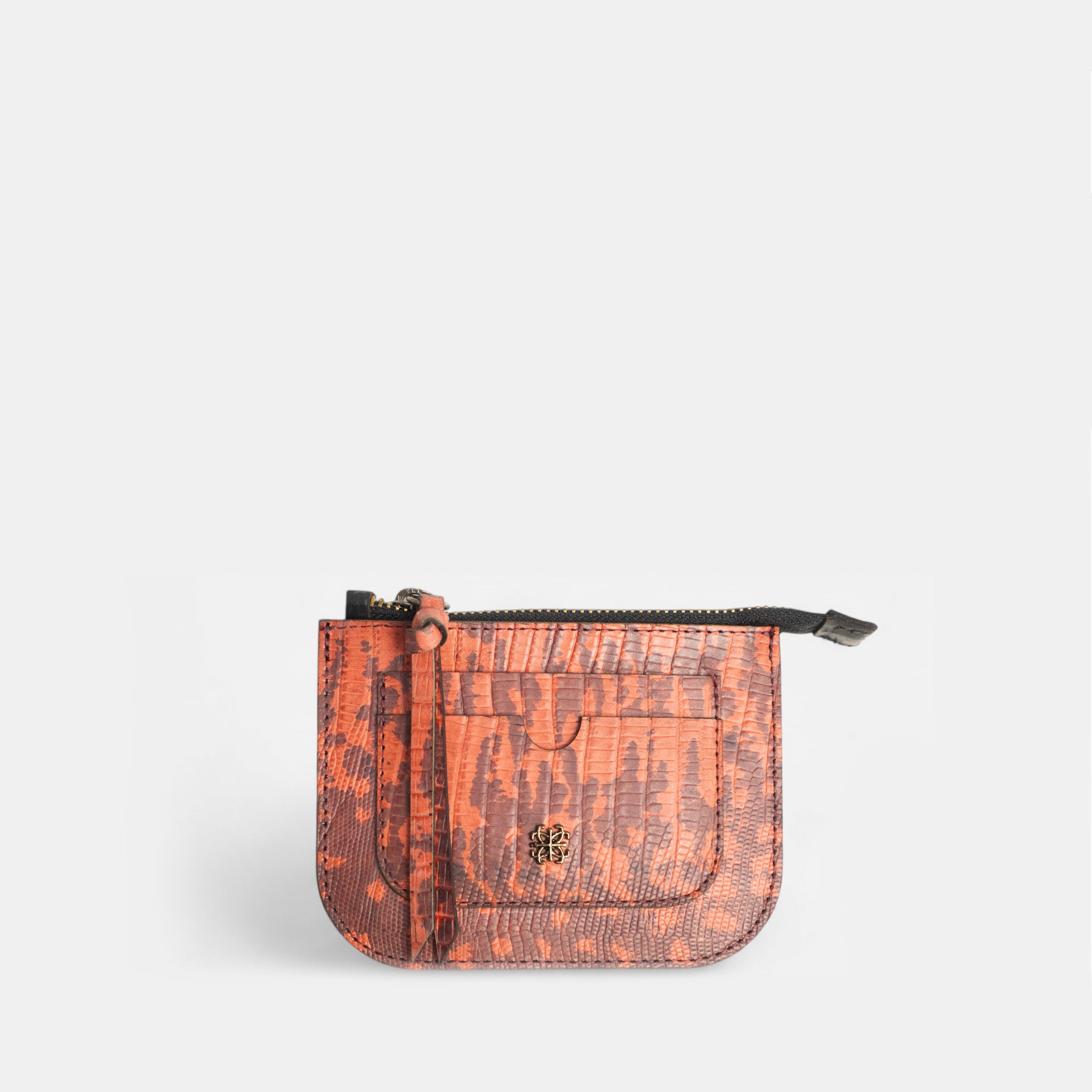 Porta Cartão em Couro Textura Coral