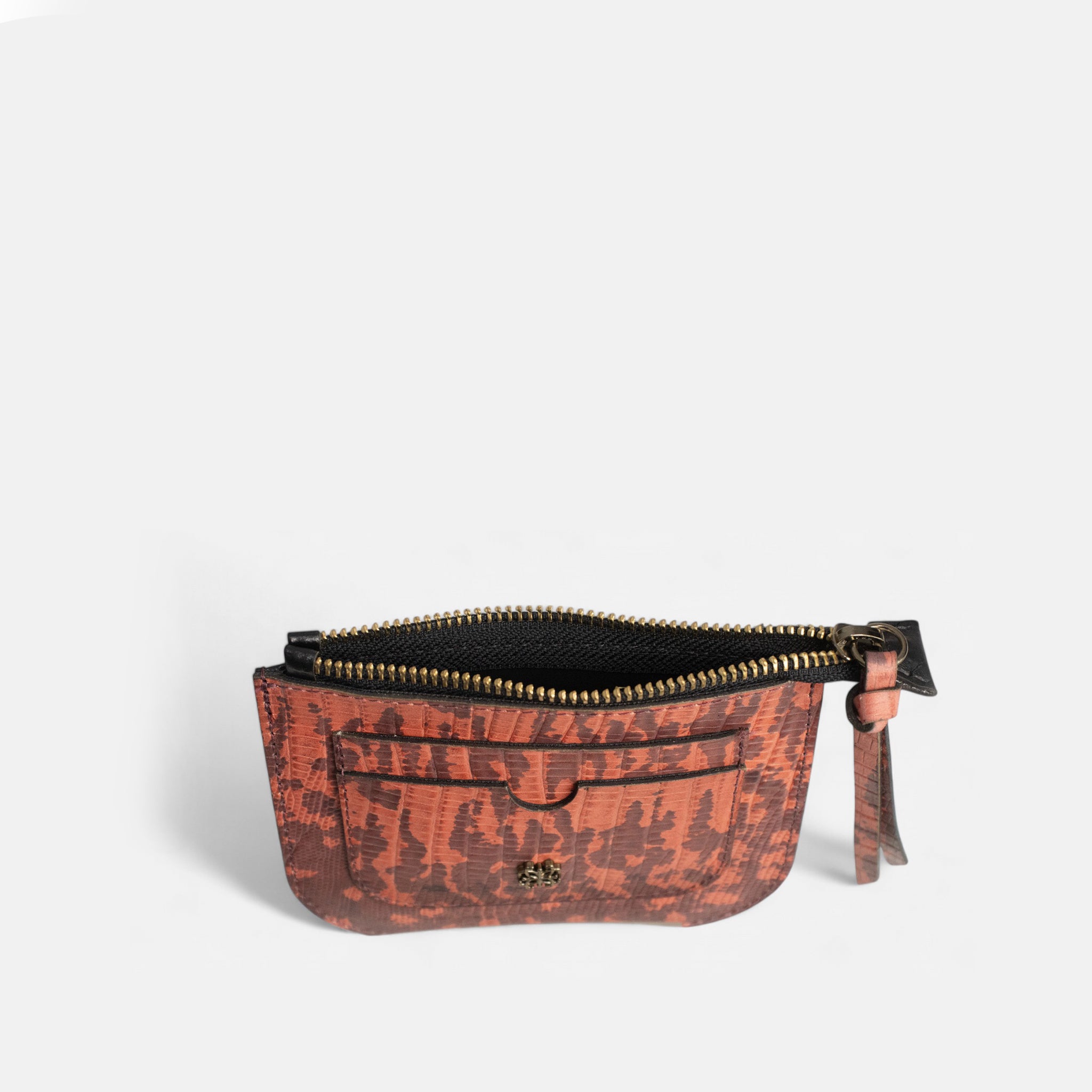 Porta Cartão em Couro Textura Coral