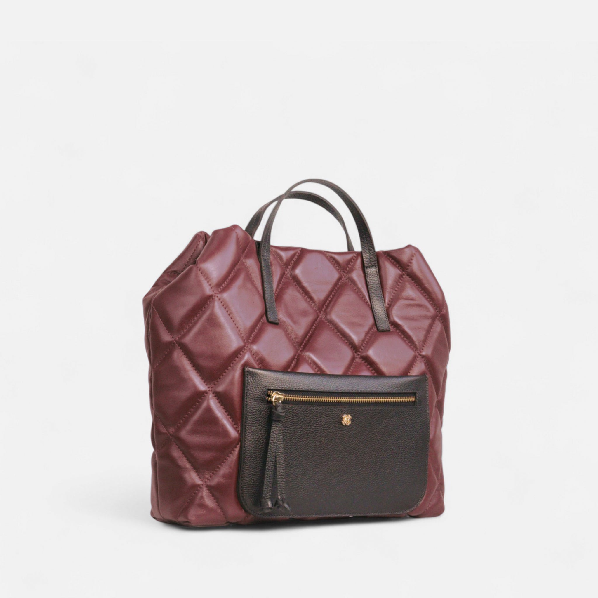 Bolsa Rafa G em Couro Cabernet e Preto