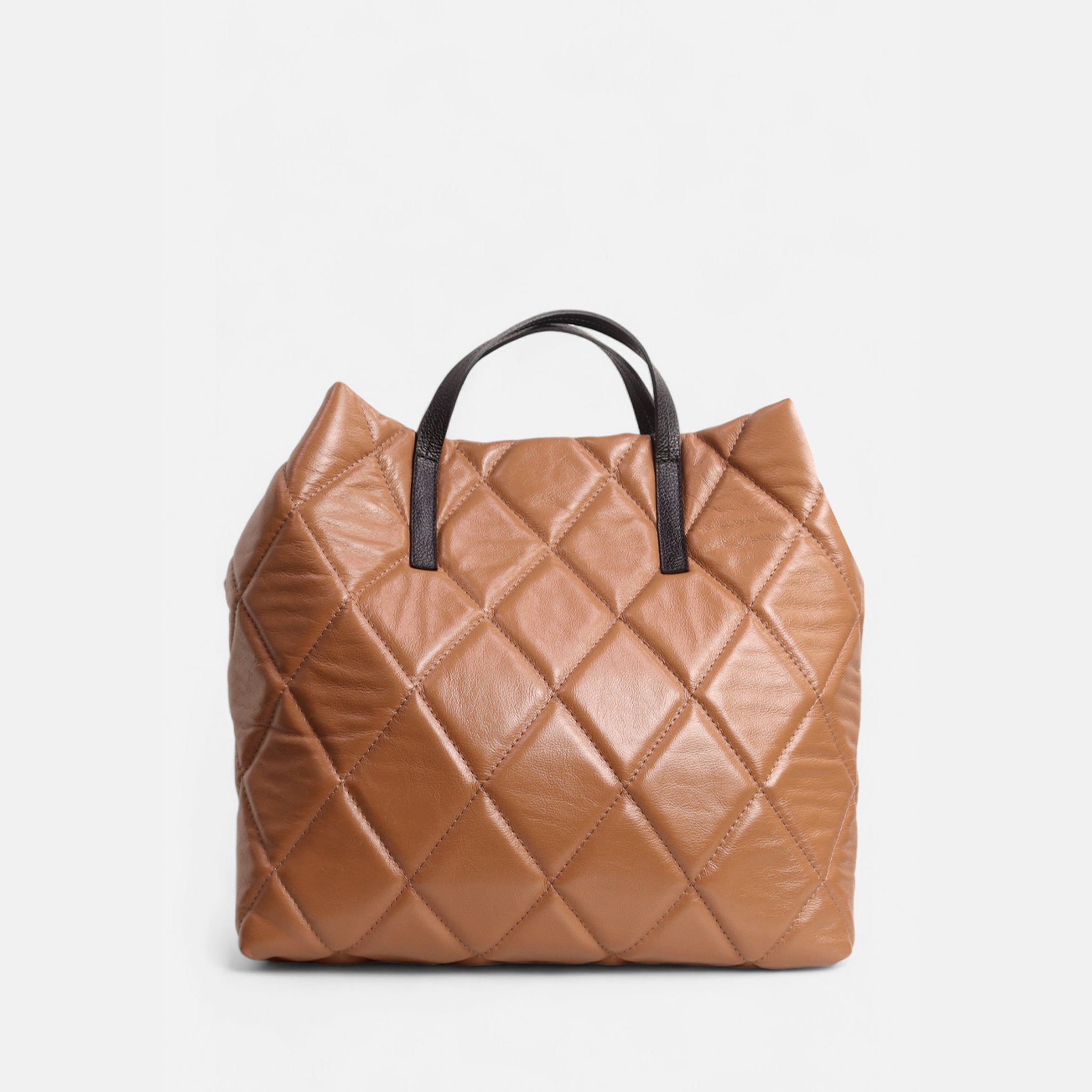 Bolsa Rafa G em Couro Carmel e Preto