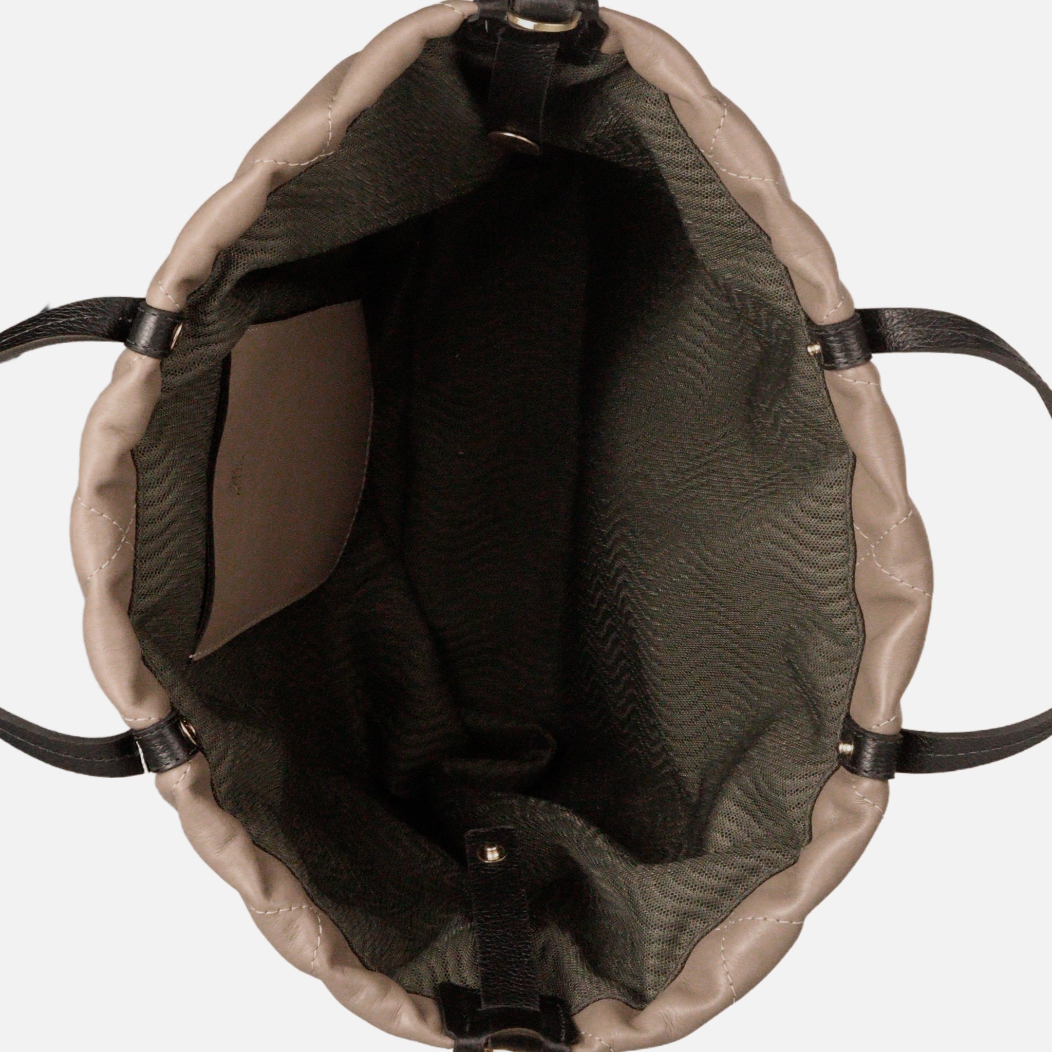 Bolsa Rafa G em Couro Grigio e Preto