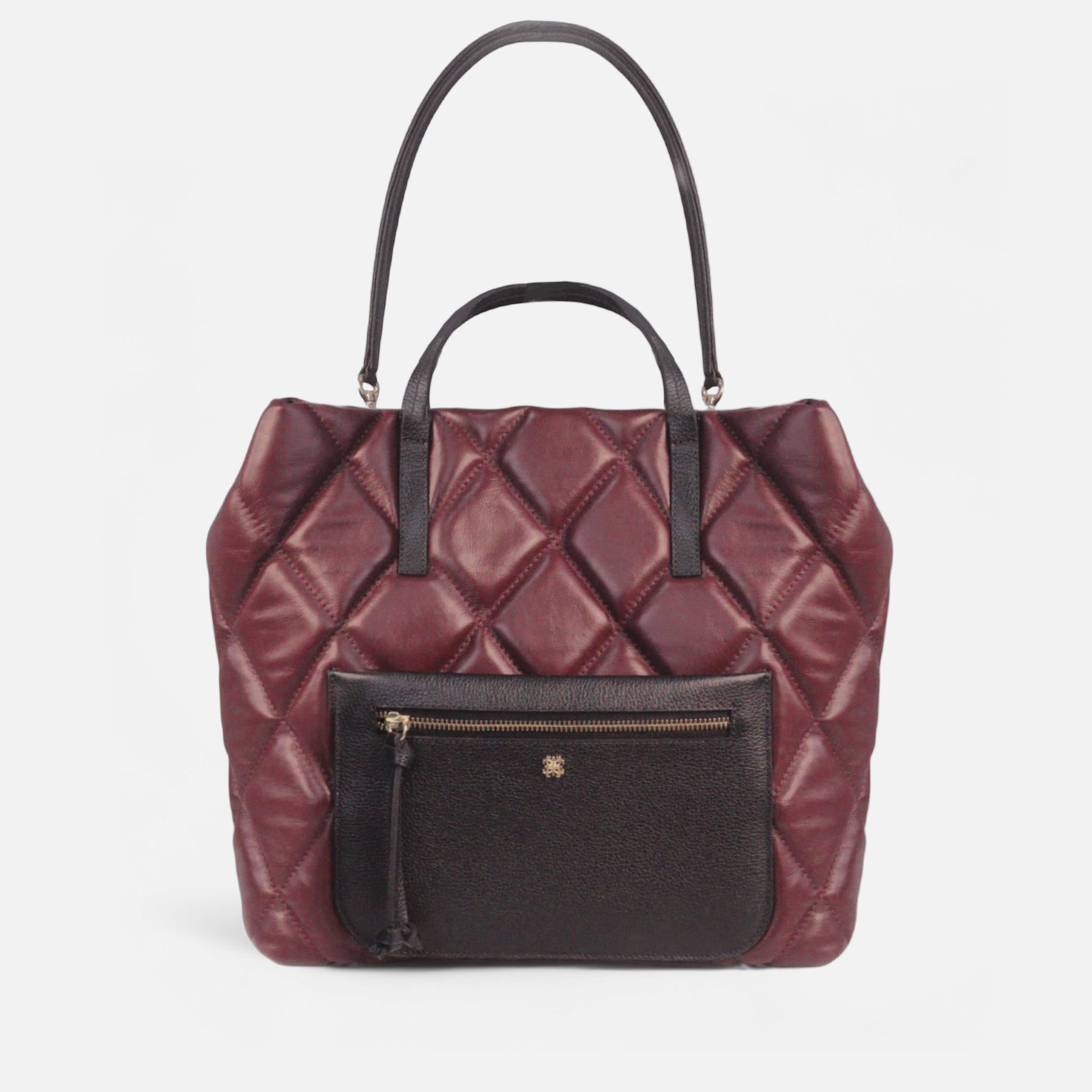 Bolsa Rafa G em Couro Cabernet e Preto