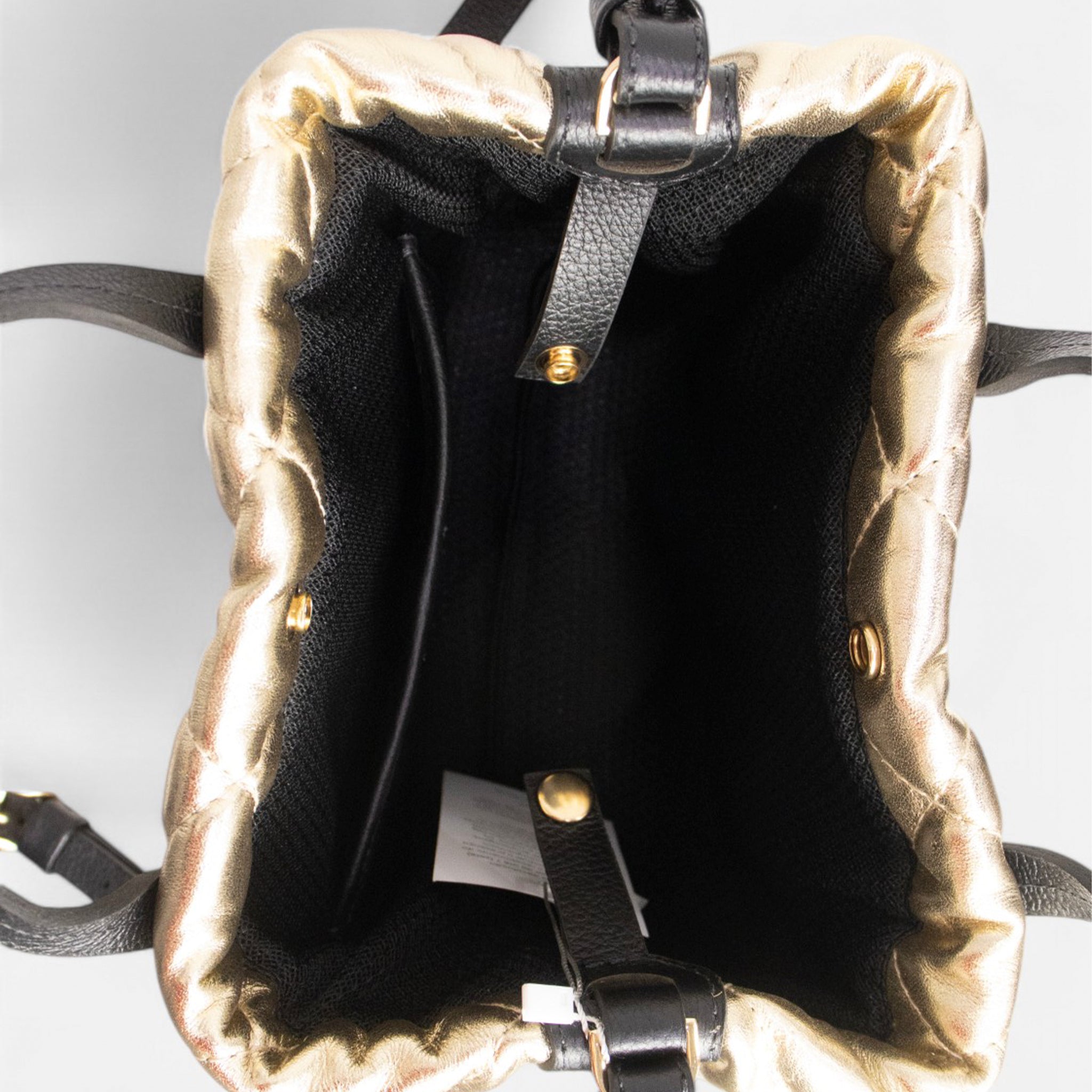 Bolsa Rafa P em Couro Ouro e Preto