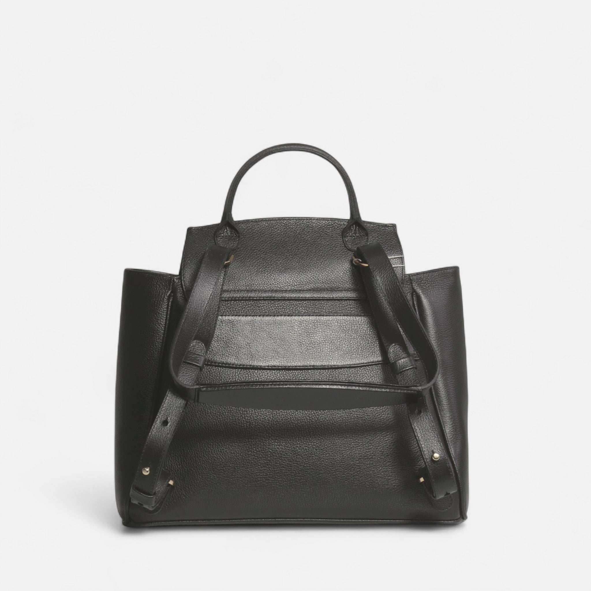 Mochila Rebeca G em Couro Preto