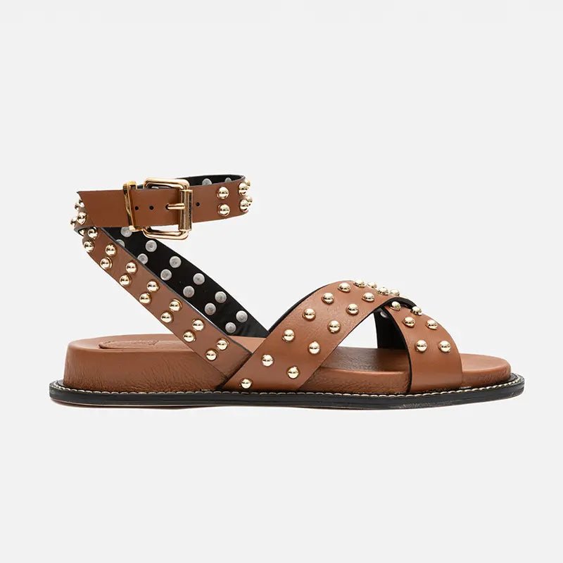 Sandália boho com aplicações carmel - Balaia